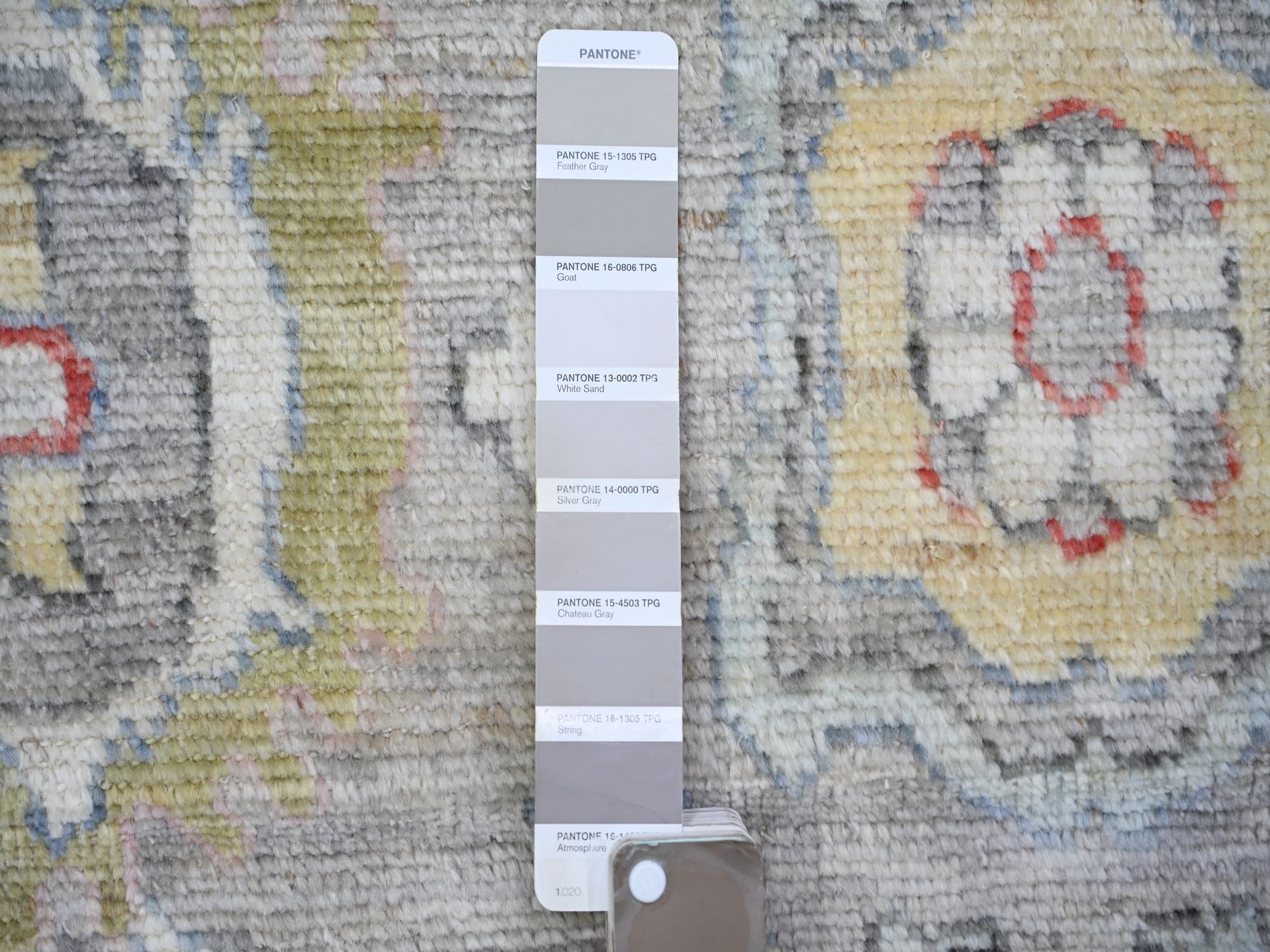 6'1"x9' Cloud Gray, Afghan Angora Oushak with Tribal Medallions Natural Dyes, Extra Soft Wool Hand Knotted, Oriental Rug HR73611 - Image 4
