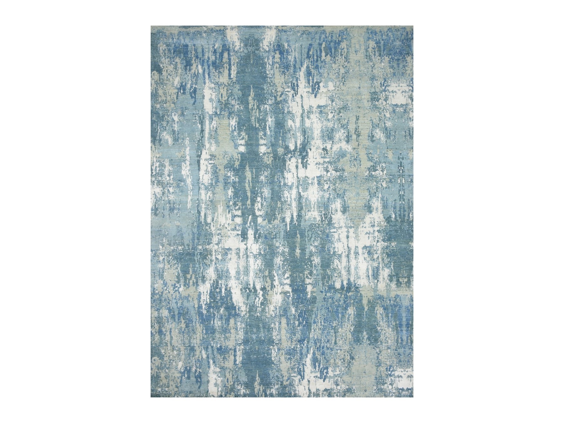 10'1"x14'2" Imperial Blue, Abstract Design, Hand Knotted, Hi-Low Pile, Wool and Real Silk, Oriental Rug HR75530