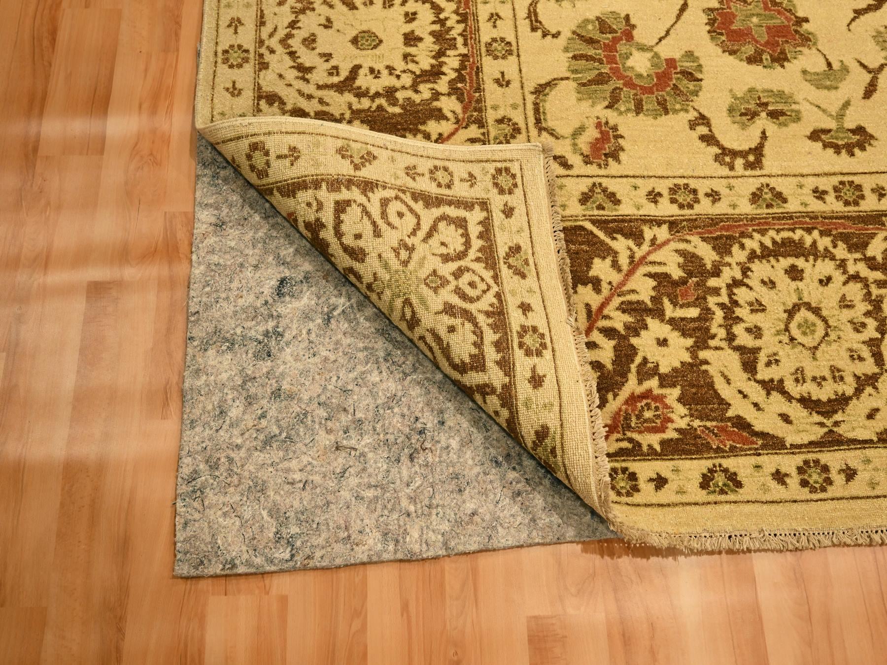10'x13'10" Biscotti Brown, Agra, All Over Leaf Design, Zero Pile, 100% Wool, Hand Knotted, Vegetable Dyes, Oriental Rug HR76170 - Image 4