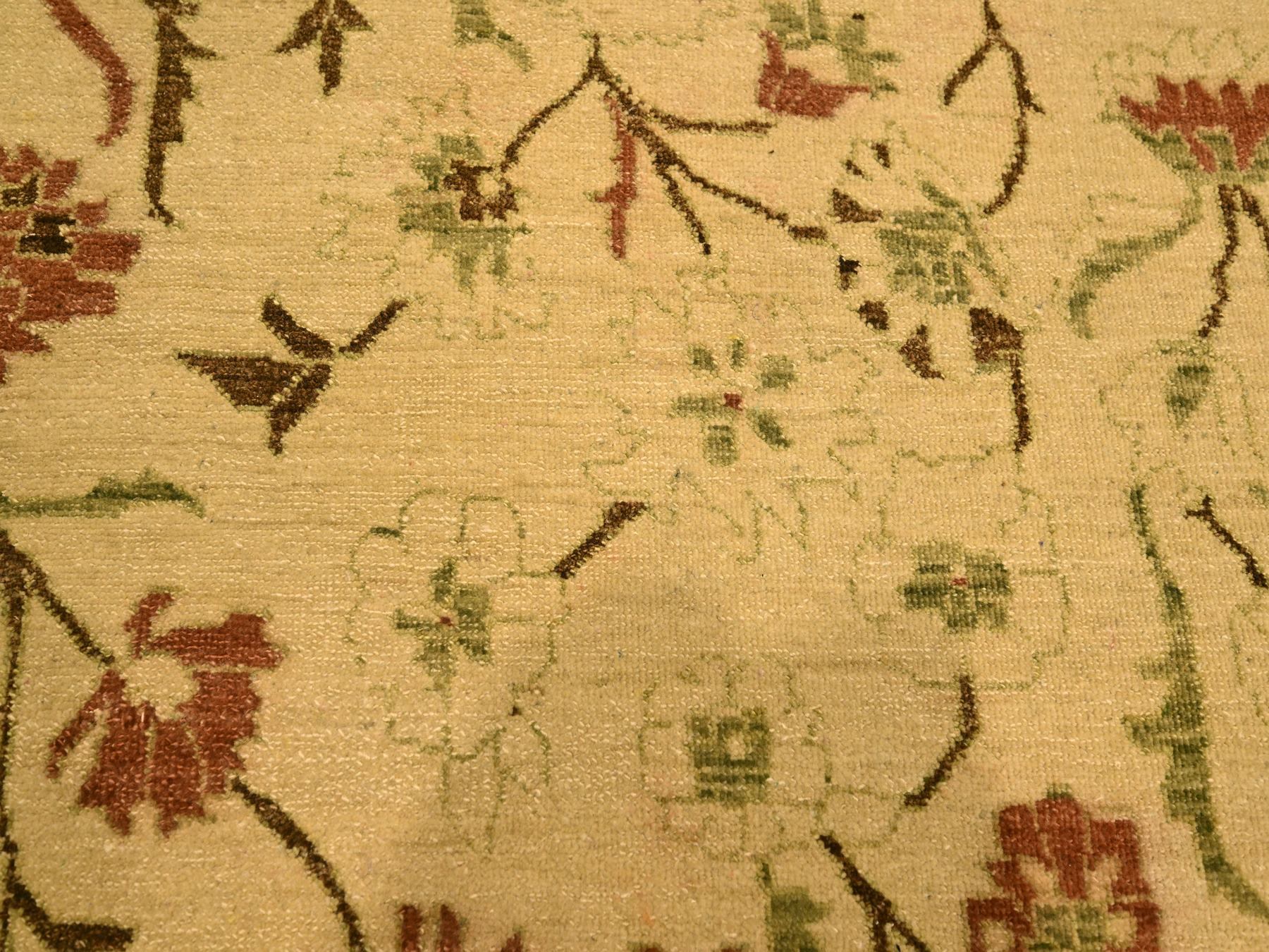 10'x13'10" Biscotti Brown, Agra, All Over Leaf Design, Zero Pile, 100% Wool, Hand Knotted, Vegetable Dyes, Oriental Rug HR76170 - Image 8