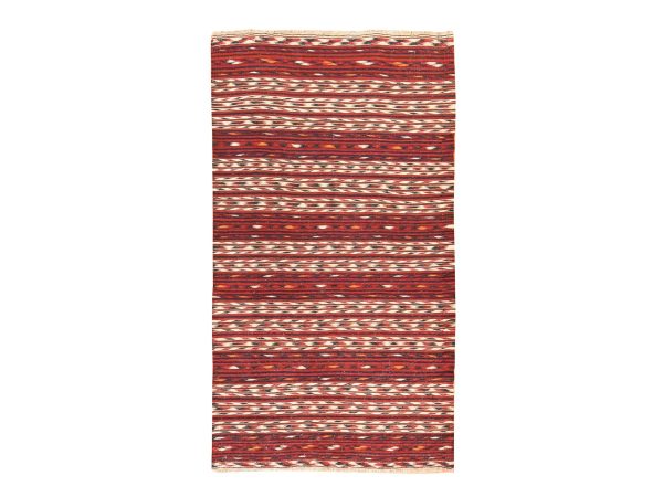 3'5"x6'5" Scarlet Red, Vintage Persian Kilim, Hand Woven, 100% Wool, Oriental Rug HR78556