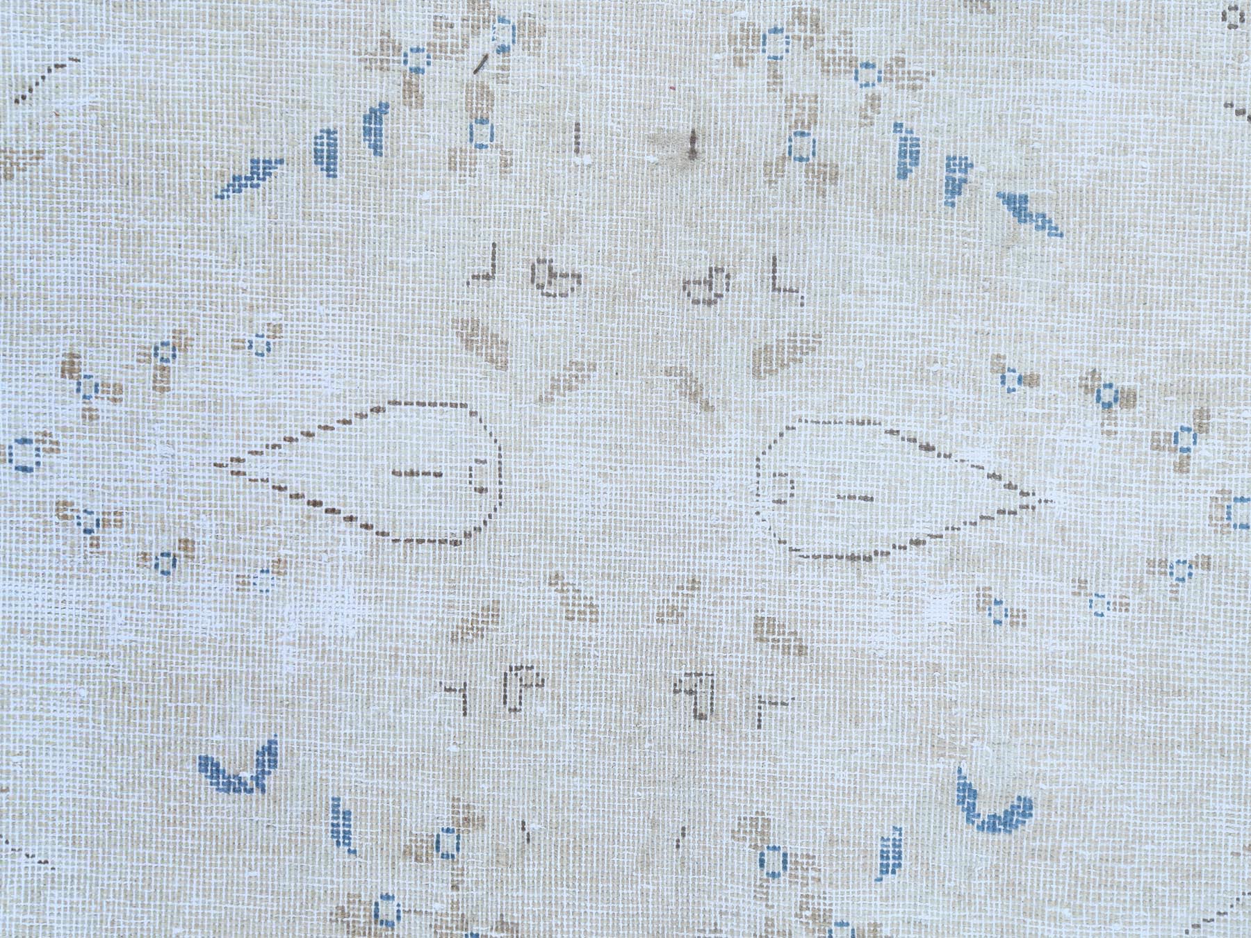 9'6"x12'6" Ivory Semi Antique Persian Kerman, Distressed Look, Hand Knotted Cropped Thin, Worn Wool Oriental Rug HR81259 - Image 8