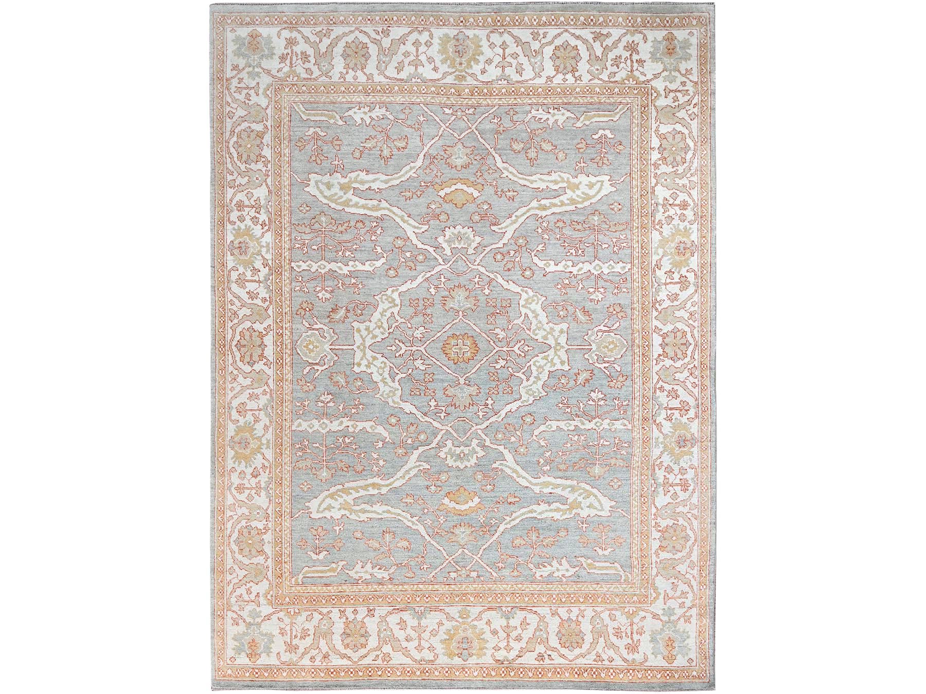 10'1"x13'8" Gainsboro Gray, Extra Soft Wool With Flowing And Open Design, Natural Dyes, Hand Knotted, Denser Weave, Supple Collection Oushak Oriental Rug HR86507