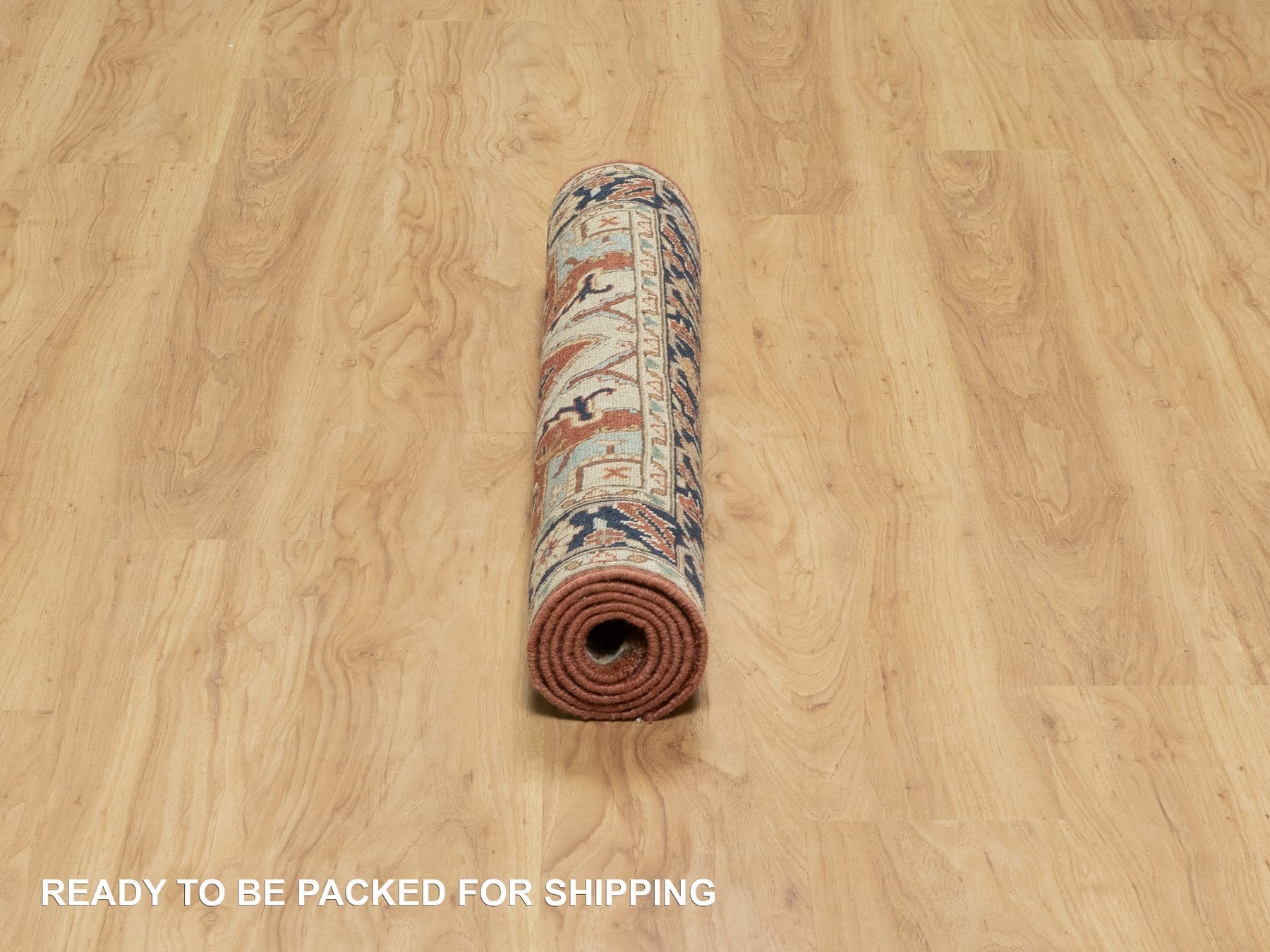 3'1"x5'2" Carmine Red, Antiqued Fine Heriz Re-Creation, Hand Spun New Zealand Wool, Hand Knotted, Denser Weave, Vegetable Dyes, Oriental Rug HR90747 - Image 6
