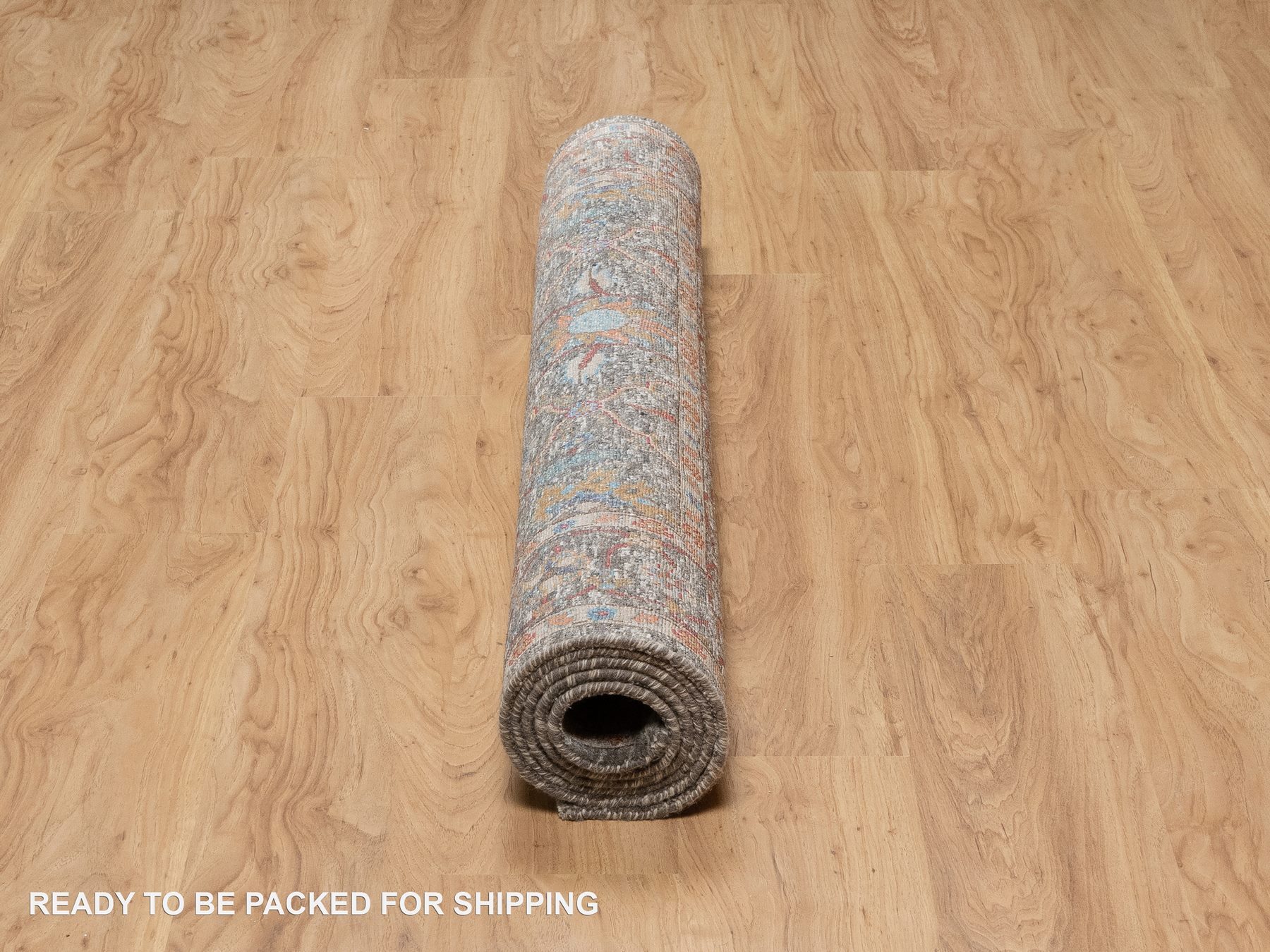 5'x7' Cedar Brown, Persian Scrolls Leaf and Flower Design, Striae Pattern, Hand Knotted, Textured Wool and Silk, Oriental Rug HR91133 - Image 6