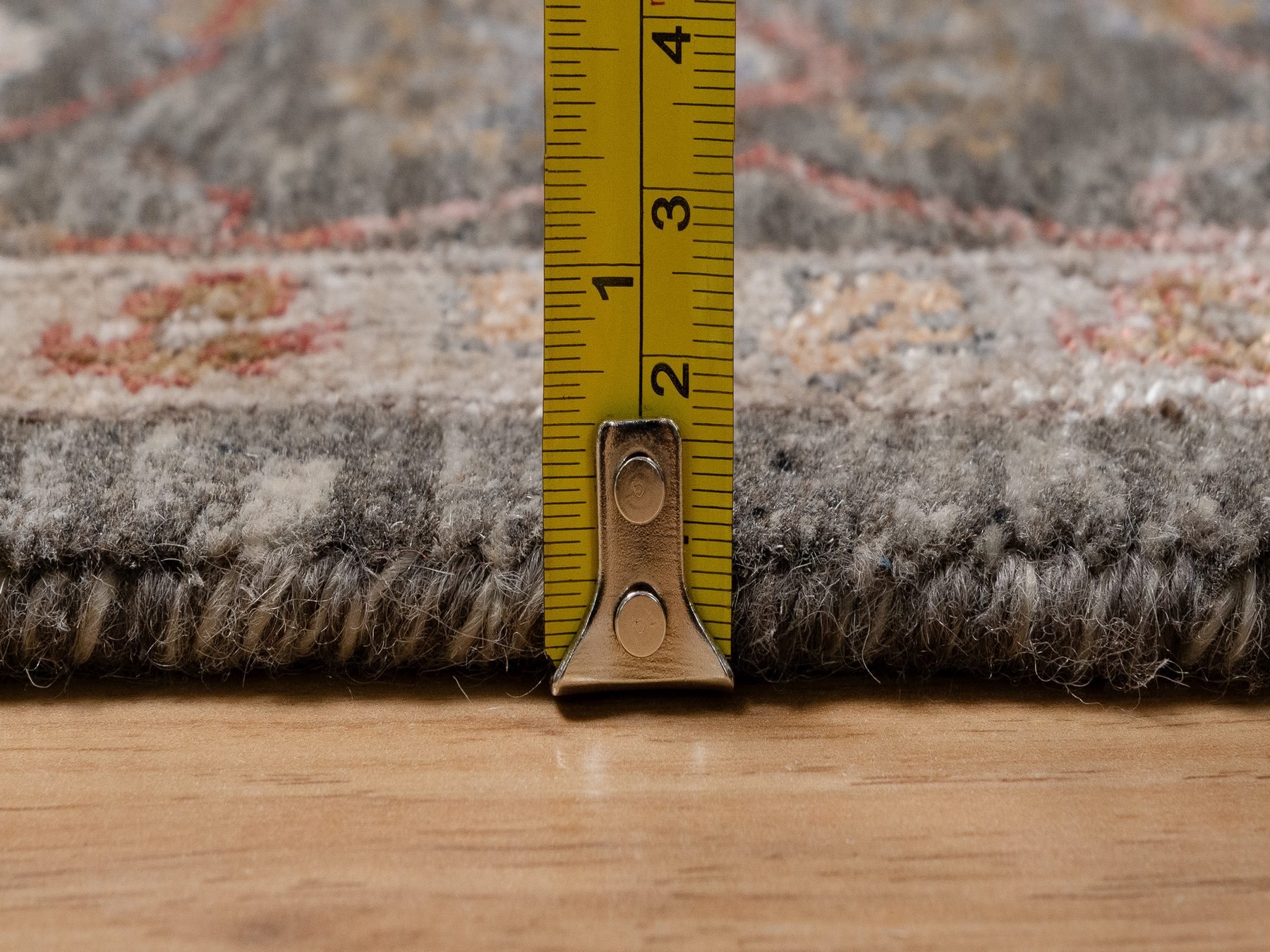 5'x7' Cedar Brown, Persian Scrolls Leaf and Flower Design, Striae Pattern, Hand Knotted, Textured Wool and Silk, Oriental Rug HR91133 - Image 7