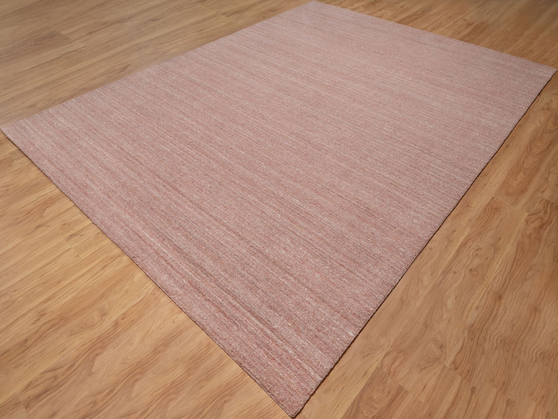 9'x12' Flamingo Pink, Soft Wool, Hand Loomed, Plain Modern Striae Design, Tone on Tone, Oriental Rug HR91196 - Image 3