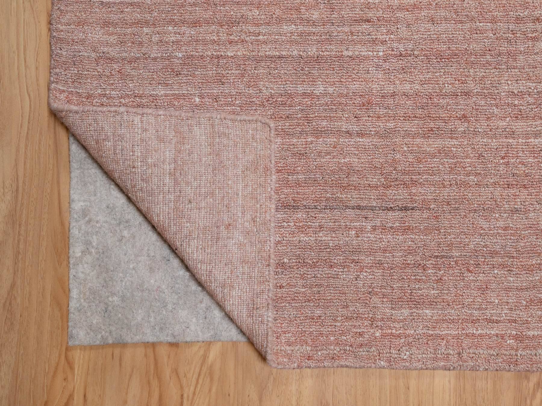 9'x12' Flamingo Pink, Soft Wool, Hand Loomed, Plain Modern Striae Design, Tone on Tone, Oriental Rug HR91196 - Image 4
