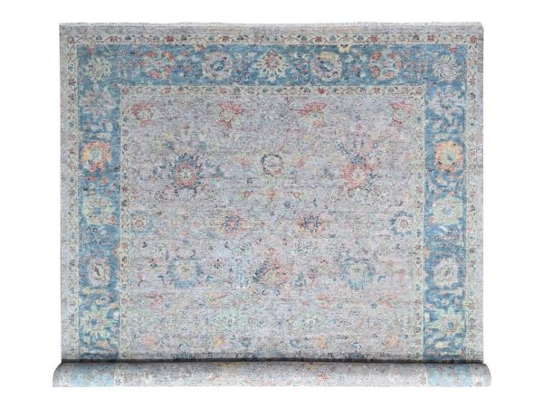 10'x13'10" Whisper Pink, Hand Knotted, Ziegler Mahal Design, Zero Pile, Distressed, Pure Wool, Oriental Rug HR10401