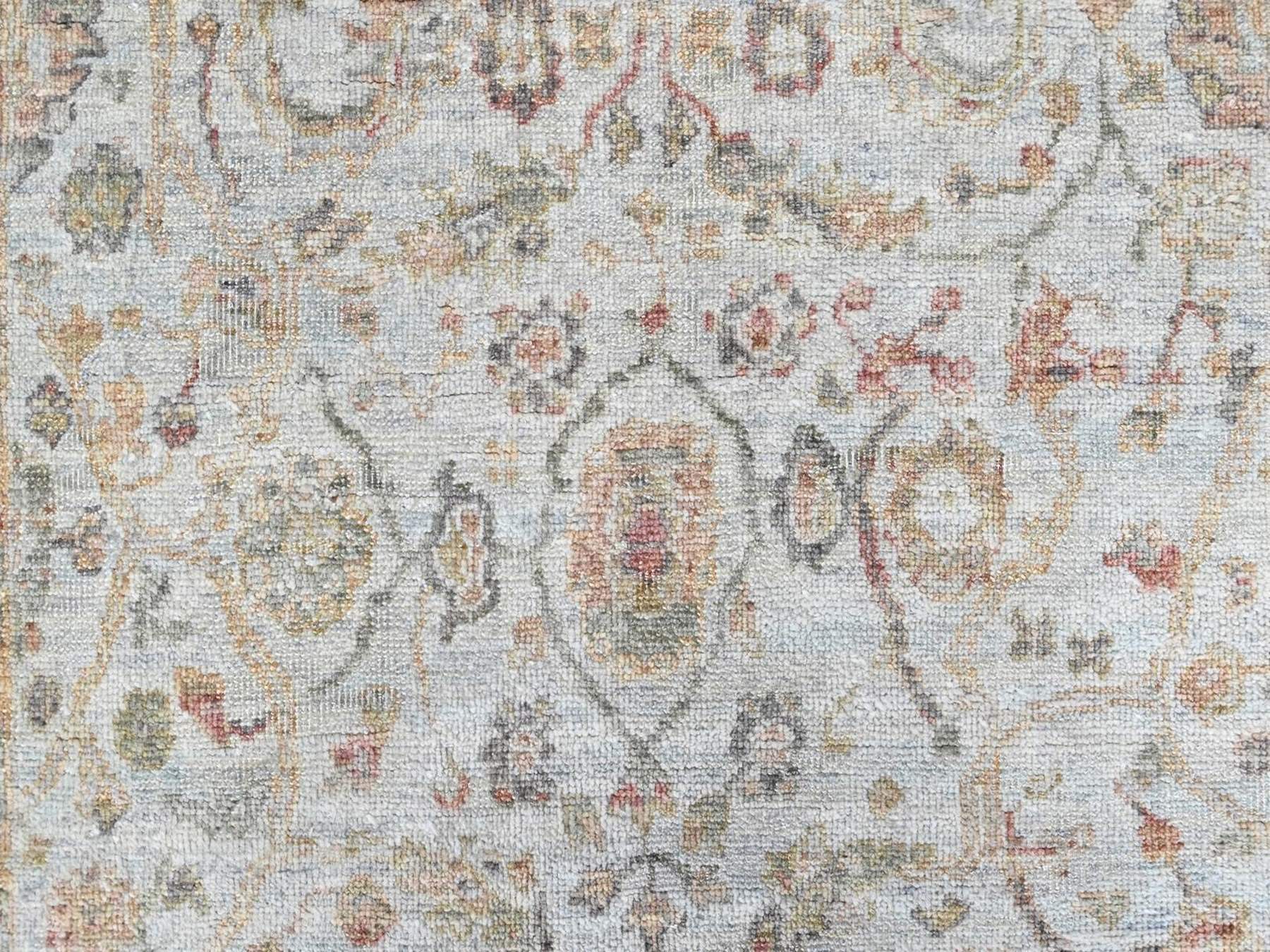 3'1"x5' Light Gray, Zero Pile, Distressed, Ziegler Mahal Design, 100% Wool, Hand Knotted, Oriental Rug HR10415 - Image 5