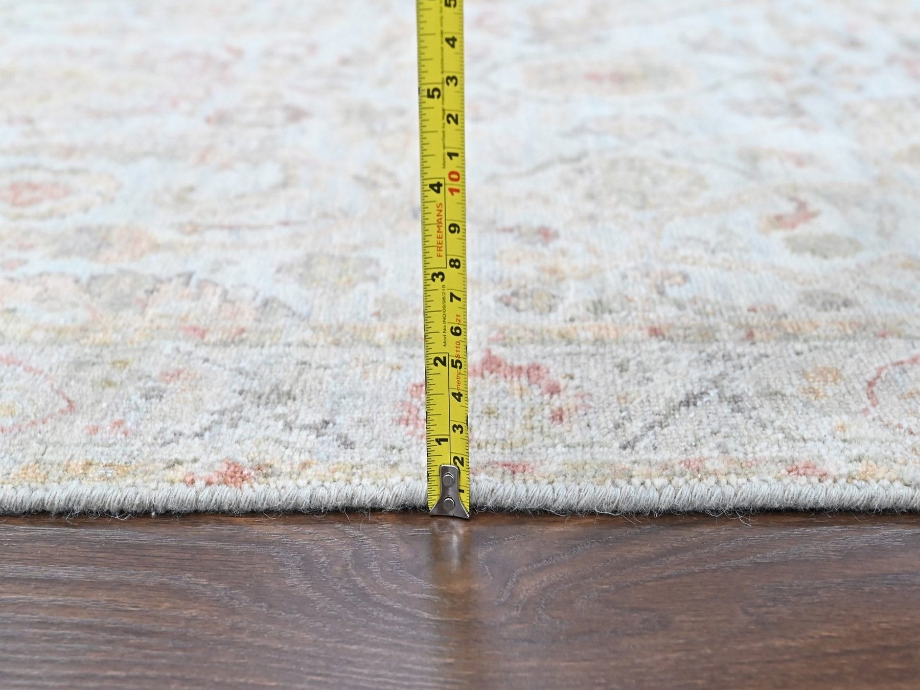 3'1"x5' Light Gray, Zero Pile, Distressed, Ziegler Mahal Design, 100% Wool, Hand Knotted, Oriental Rug HR10415 - Image 7