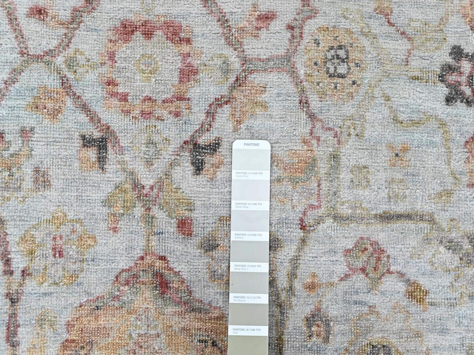 5'x7' Light Gray, Ziegler Mahal Design, Zero Pile, Distressed, Pure Wool, Hand Knotted, Oriental Rug HR10416 - Image 4
