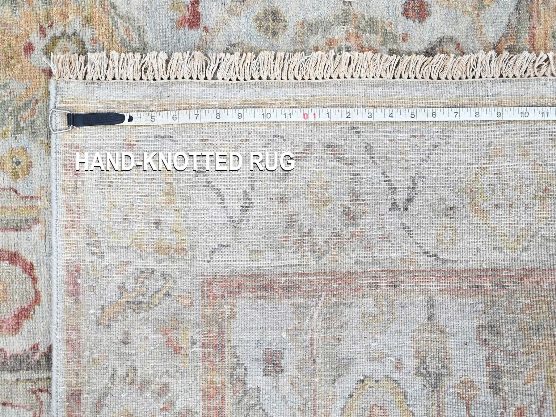 5'x7' Light Gray, Ziegler Mahal Design, Zero Pile, Distressed, Pure Wool, Hand Knotted, Oriental Rug HR10416 - Image 8