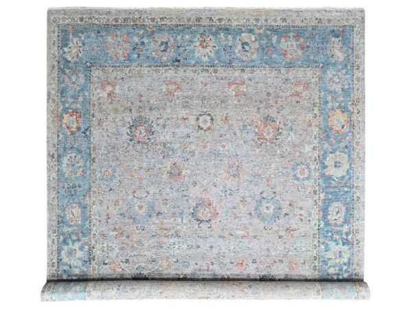 12'x14'9" Whisper Pink, Hand Knotted, Ziegler Mahal Design, Zero Pile, Distressed, Pure Wool, Oversized, XL, Oriental Rug HR10424