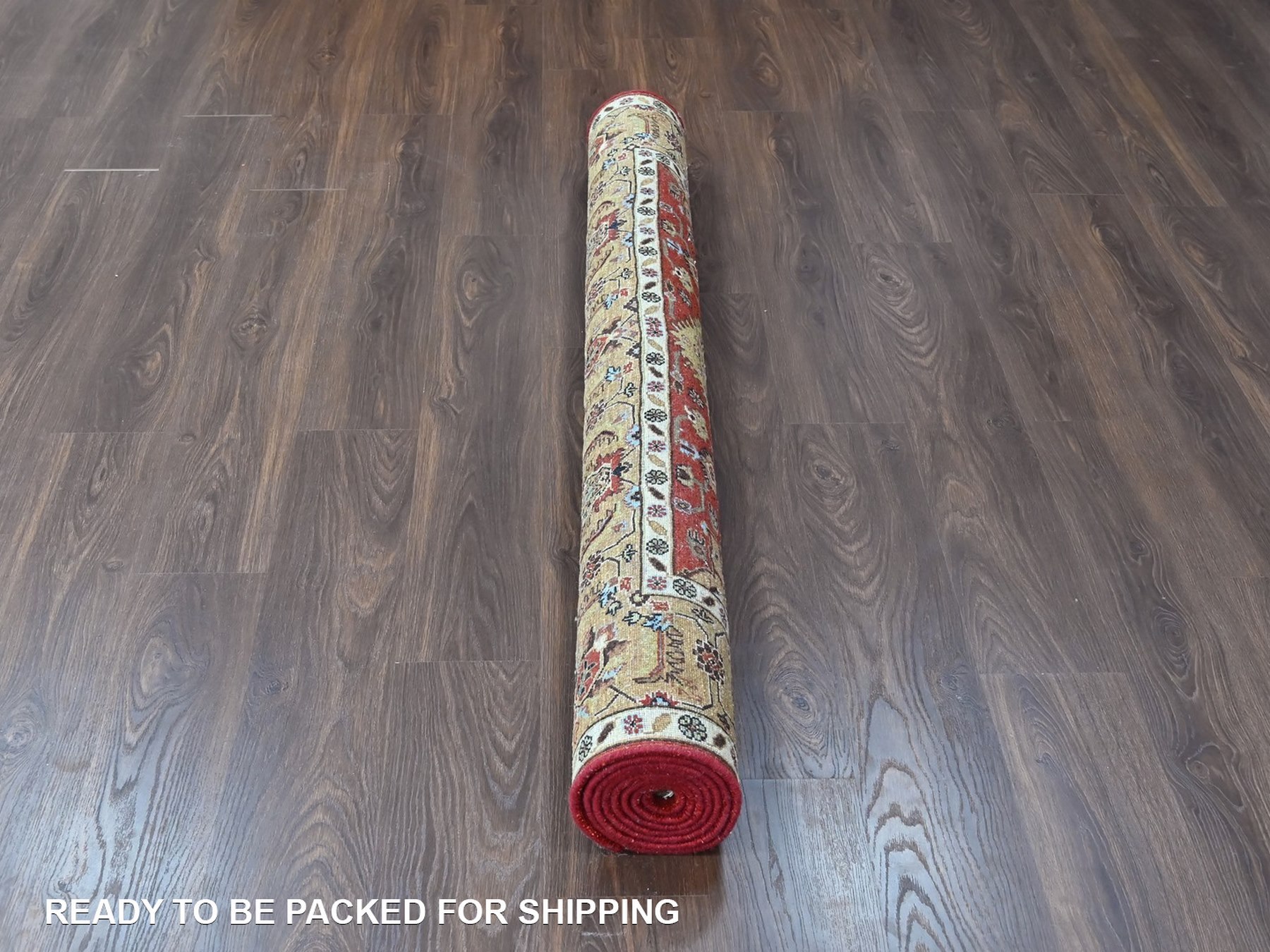 6'x9' Crimson Red, Karajeh with Geometric Medallions Design, Pure Wool, Hand Knotted, Soft Pile, Oriental Rug HR10448 - Image 6