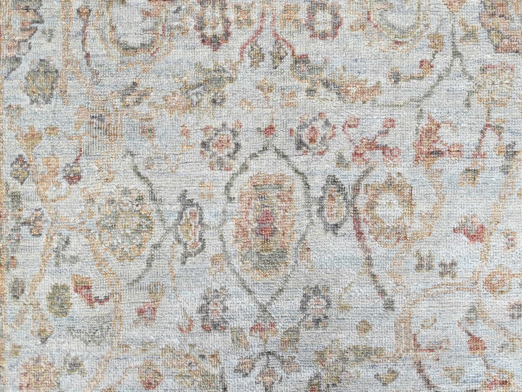 3'x5' Light Gray, Zero Pile, Distressed, Ziegler Mahal Design, Pure Wool, Hand Knotted, Oriental Rug HR10467 - Image 5