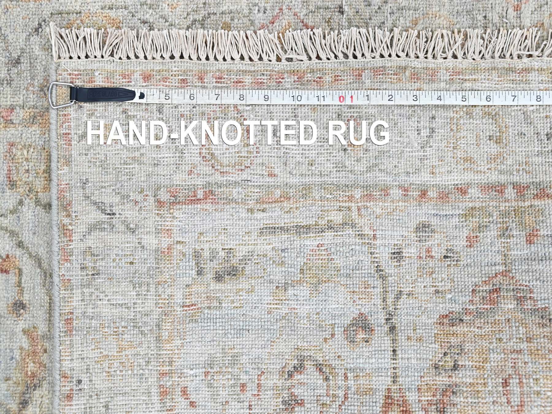 3'x5' Light Gray, Zero Pile, Distressed, Ziegler Mahal Design, Pure Wool, Hand Knotted, Oriental Rug HR10467 - Image 8