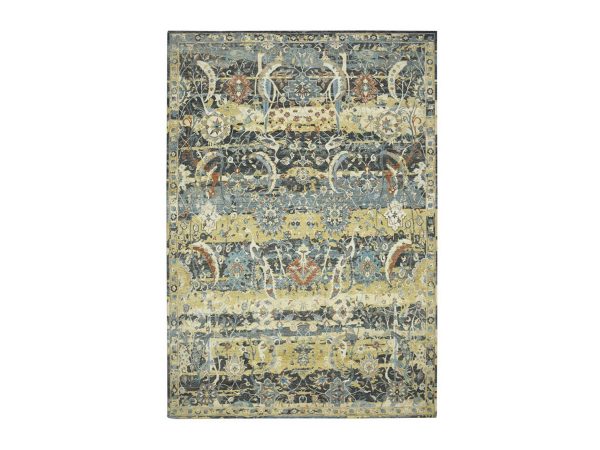 9'10"x14'6" Coffee Brown, Distinct Abrash, Broken and Erased Persian Inspired with Birds Design, Hand Knotted, Distinct Abrash, Shaved Low, Pure Wool, Oriental Rug HR75828