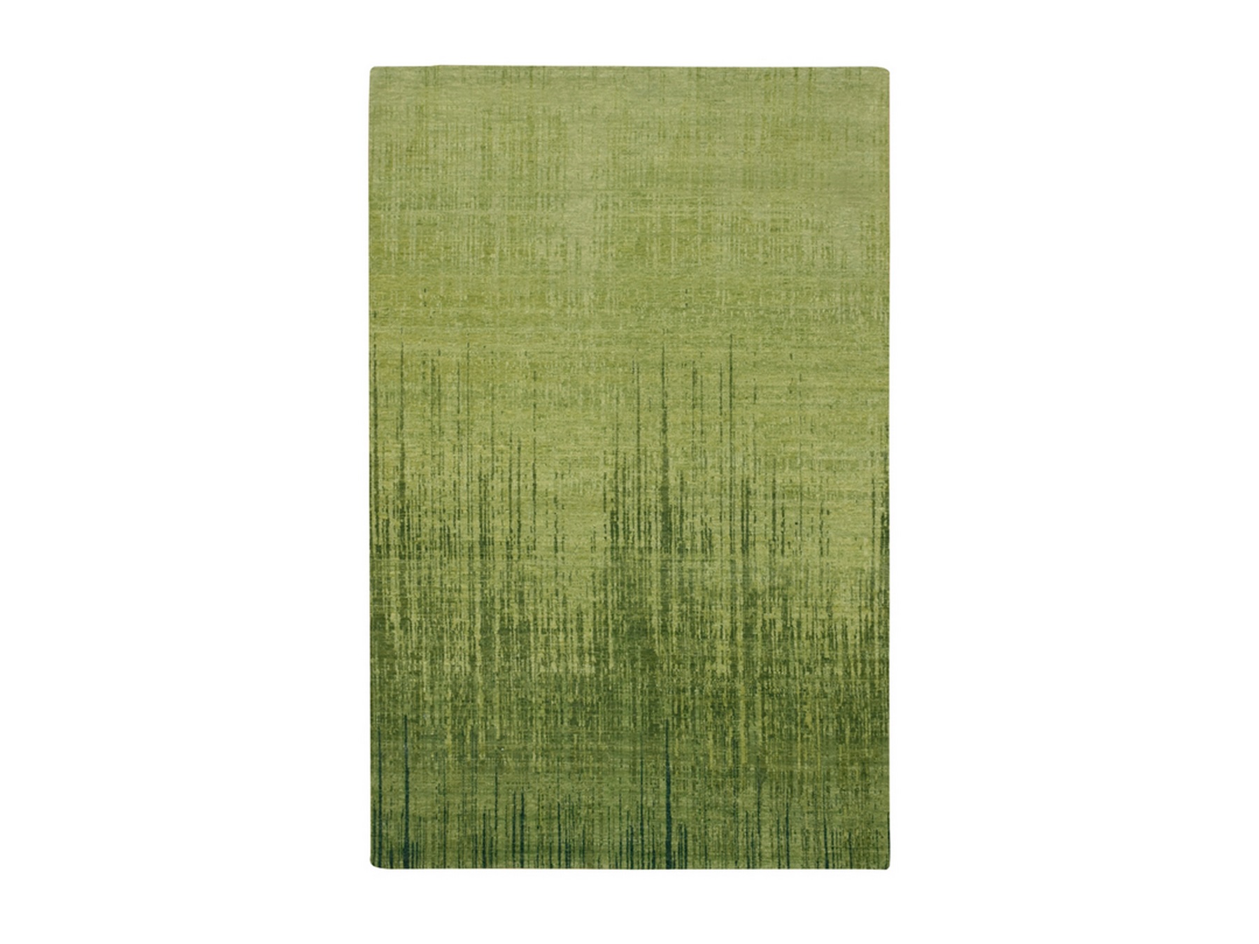 6'x9'5" Pickle Green, Vertical Ombre Design, Hand Knotted, Soft and Vibrant Wool, Densely Woven, Oriental Rug HR75836