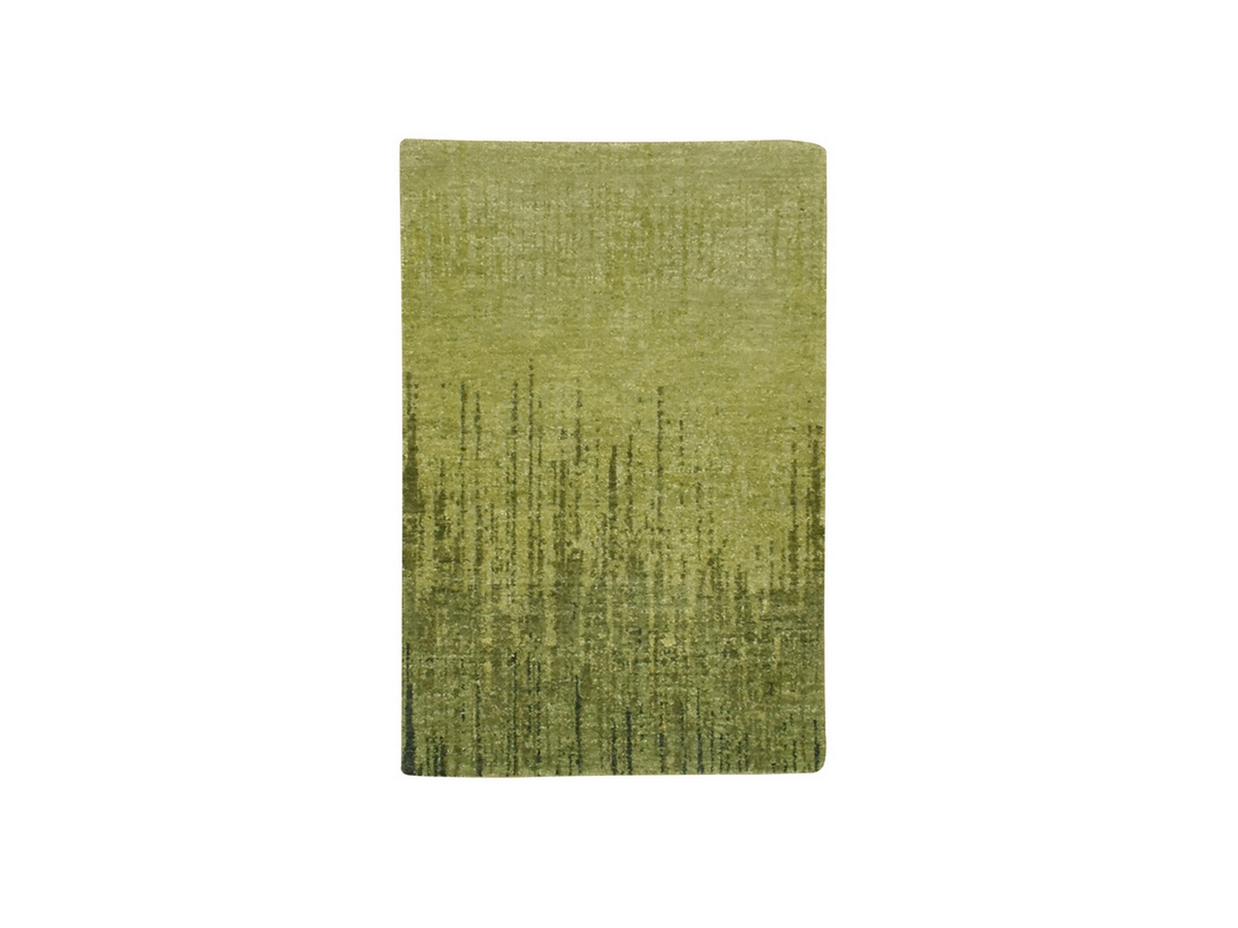 2'1"x3'2" Pickle Green, Vertical Ombre Design, Hand Knotted, Soft and Vibrant Wool, Densely Woven, Mat, Sample, Oriental Rug HR75862