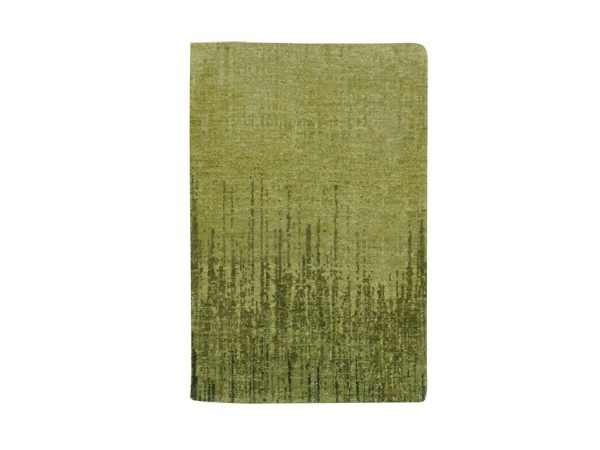 2'1"x3'3" Pickle Green, Hand Knotted, Soft and Vibrant Wool, Vertical Ombre Design, Densely Woven, Sample, Mat, Oriental Rug HR75863