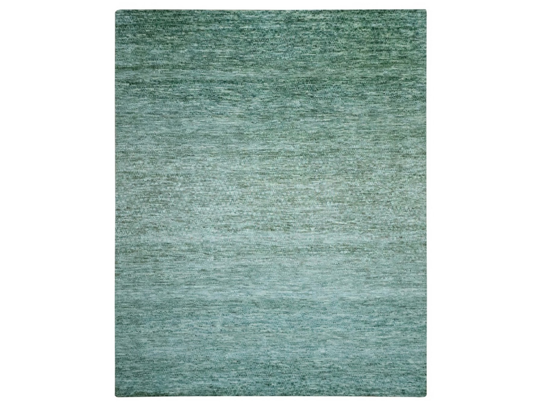 12'1"x15'2" Ocean Green, Grass Design with Looped Pile, Hand Knotted, Pure Wool, Oversized, XL, Oriental Rug HR76844