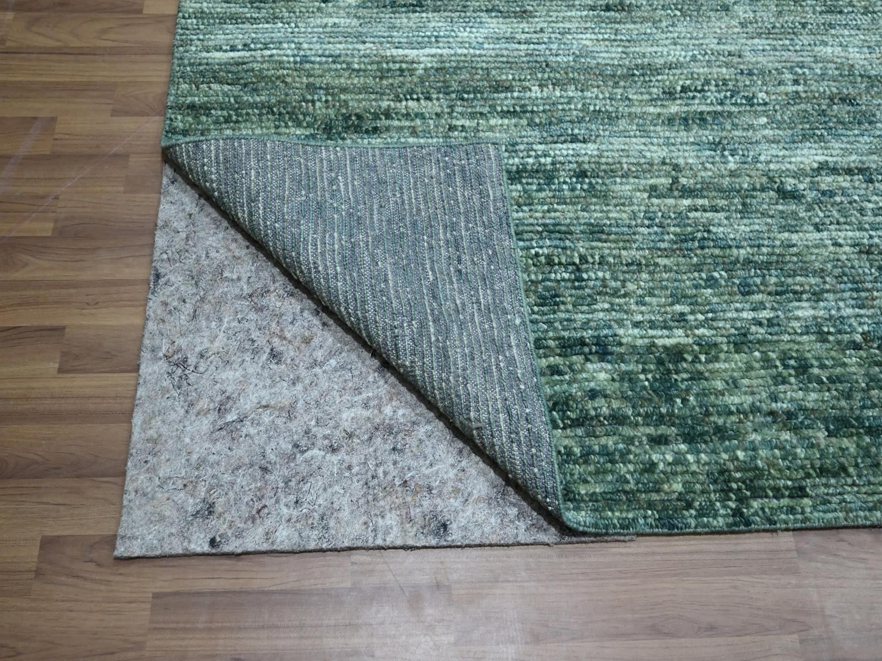 12'1"x15'2" Ocean Green, Grass Design with Looped Pile, Hand Knotted, Pure Wool, Oversized, XL, Oriental Rug HR76844 - Image 4