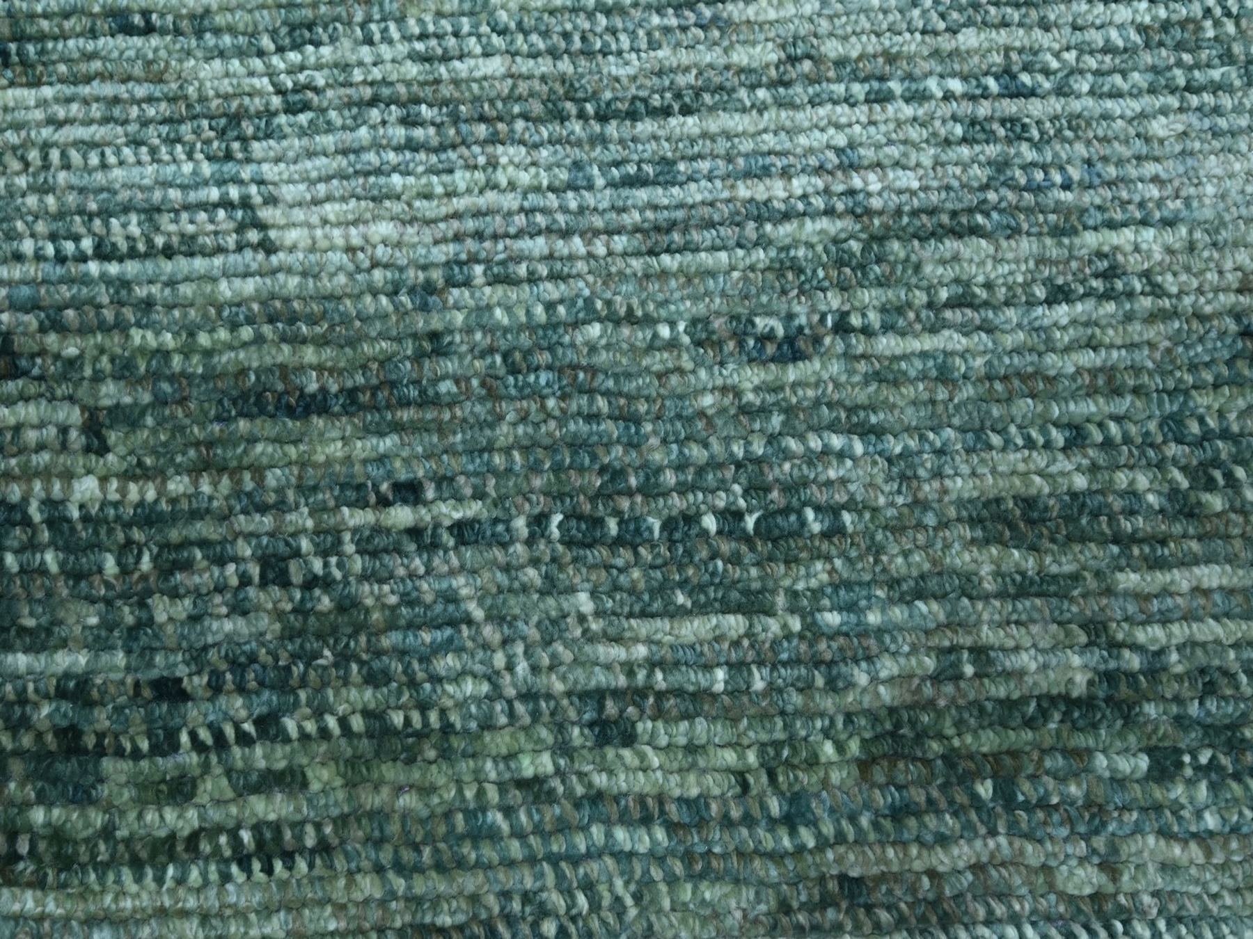 12'1"x15'2" Ocean Green, Grass Design with Looped Pile, Hand Knotted, Pure Wool, Oversized, XL, Oriental Rug HR76844 - Image 8