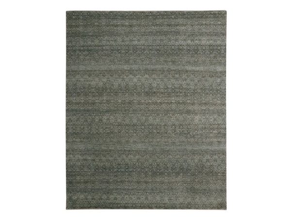 8'x9'10" Stone Gray, Kohinoor Herat Pattern, Small Geometric Repetitive Diamond Design, Soft Wool, Tone on Tone, Hand Knotted, Oriental Rug HR76859