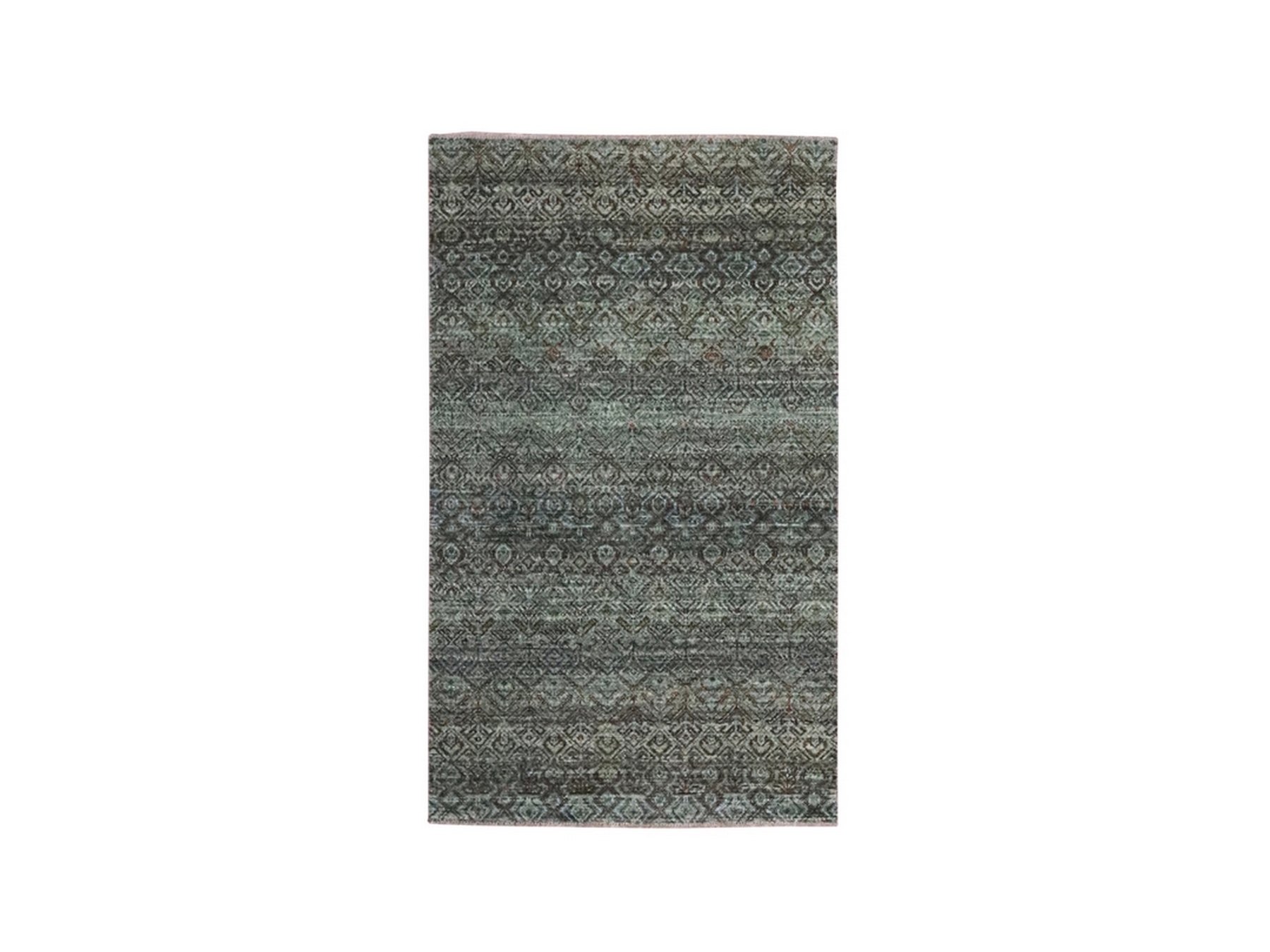 3'x5'1" Stone Gray, Hand Knotted, Soft Wool, Tone on Tone, Kohinoor Herat Pattern, Small Geometric Repetitive Diamond Design, Oriental Rug HR76870