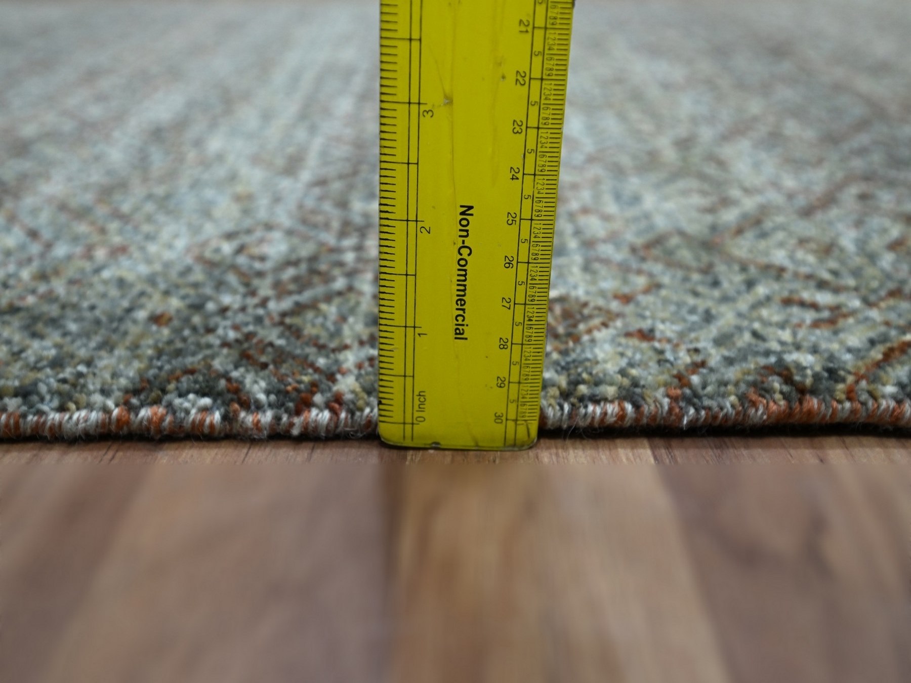 3'x5'1" Stone Gray, Hand Knotted, Soft Wool, Tone on Tone, Kohinoor Herat Pattern, Small Geometric Repetitive Diamond Design, Oriental Rug HR76870 - Image 6