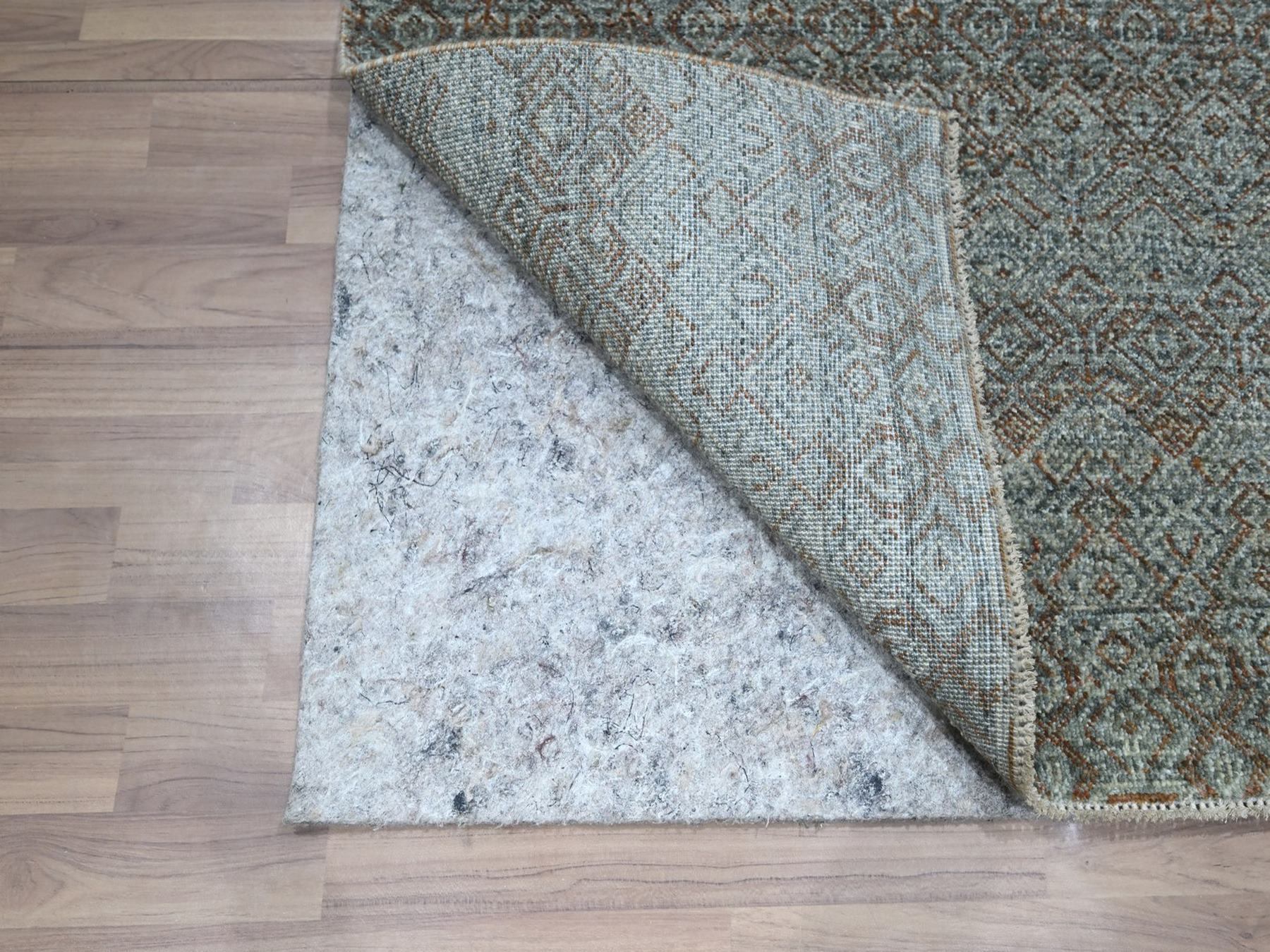 2'6"x8' Stone Gray, Small Geometric Repetitive Diamond Design, Herat Pattern, Tone on Tone, Soft Wool, Hand Knotted, Runner, Oriental Rug HR76874 - Image 3