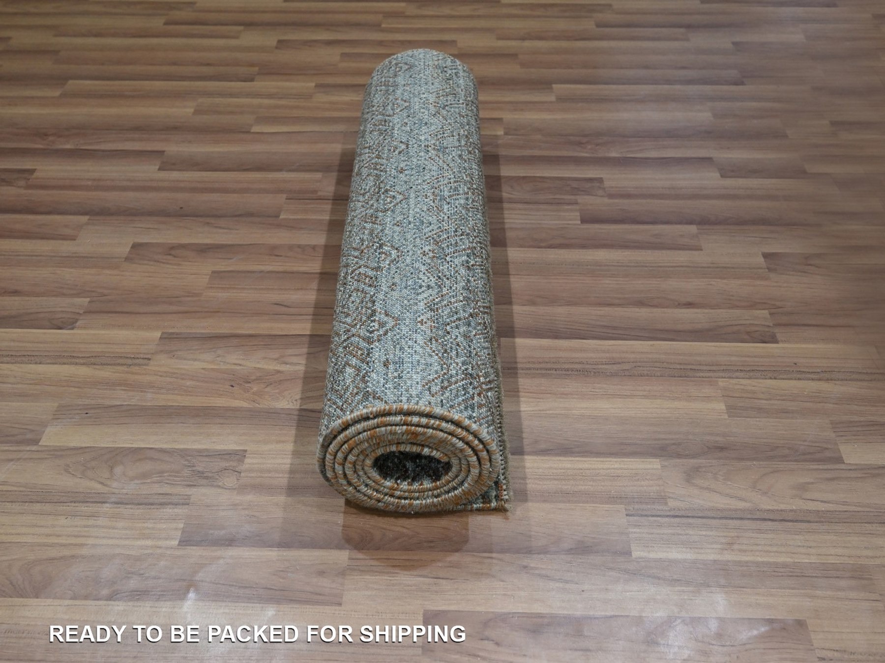 2'6"x8' Stone Gray, Small Geometric Repetitive Diamond Design, Herat Pattern, Tone on Tone, Soft Wool, Hand Knotted, Runner, Oriental Rug HR76874 - Image 5