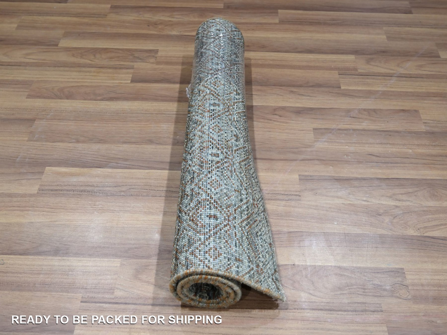 2'1"x3'1" Stone Gray, Small Geometric Repetitive Diamond Design, Soft Wool, Kohinoor Herat Pattern, Hand Knotted, Tone on Tone, Sample, Mat, Oriental Rug HR76891 - Image 5
