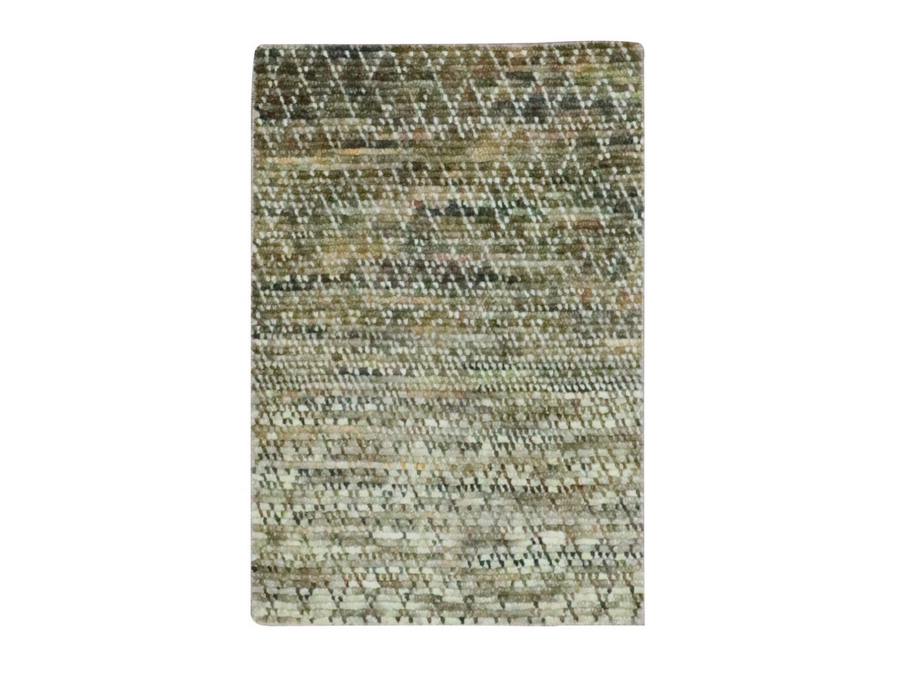 2'x3'1" Shades of Brown, Grass Design with Looped Pile, Pure Wool, Hand Knotted, Mat, Sample, Oriental Rug HR76897