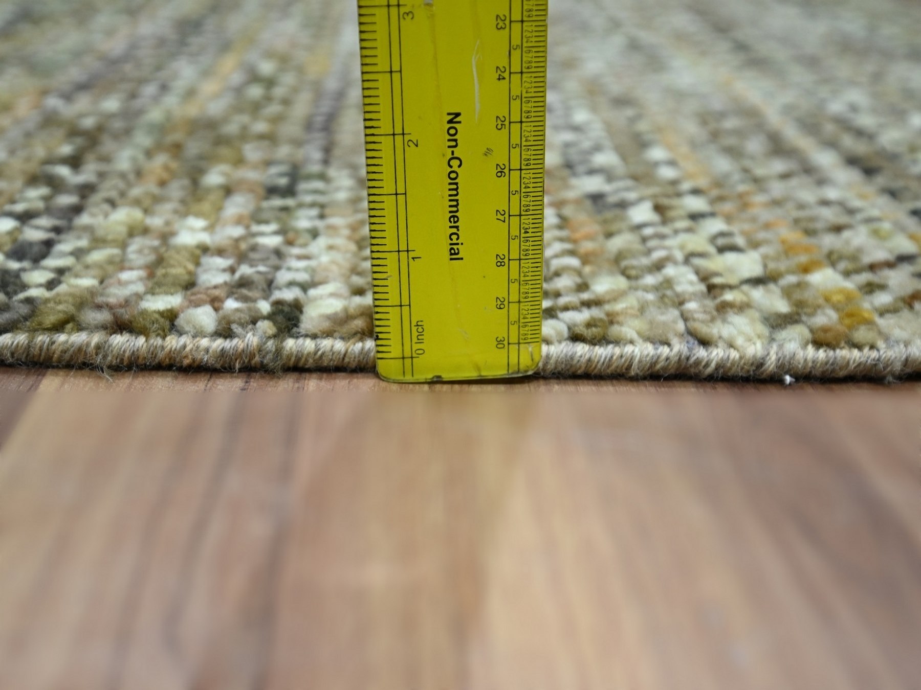 2'x3'1" Shades of Brown, Grass Design with Looped Pile, Pure Wool, Hand Knotted, Mat, Sample, Oriental Rug HR76897 - Image 3