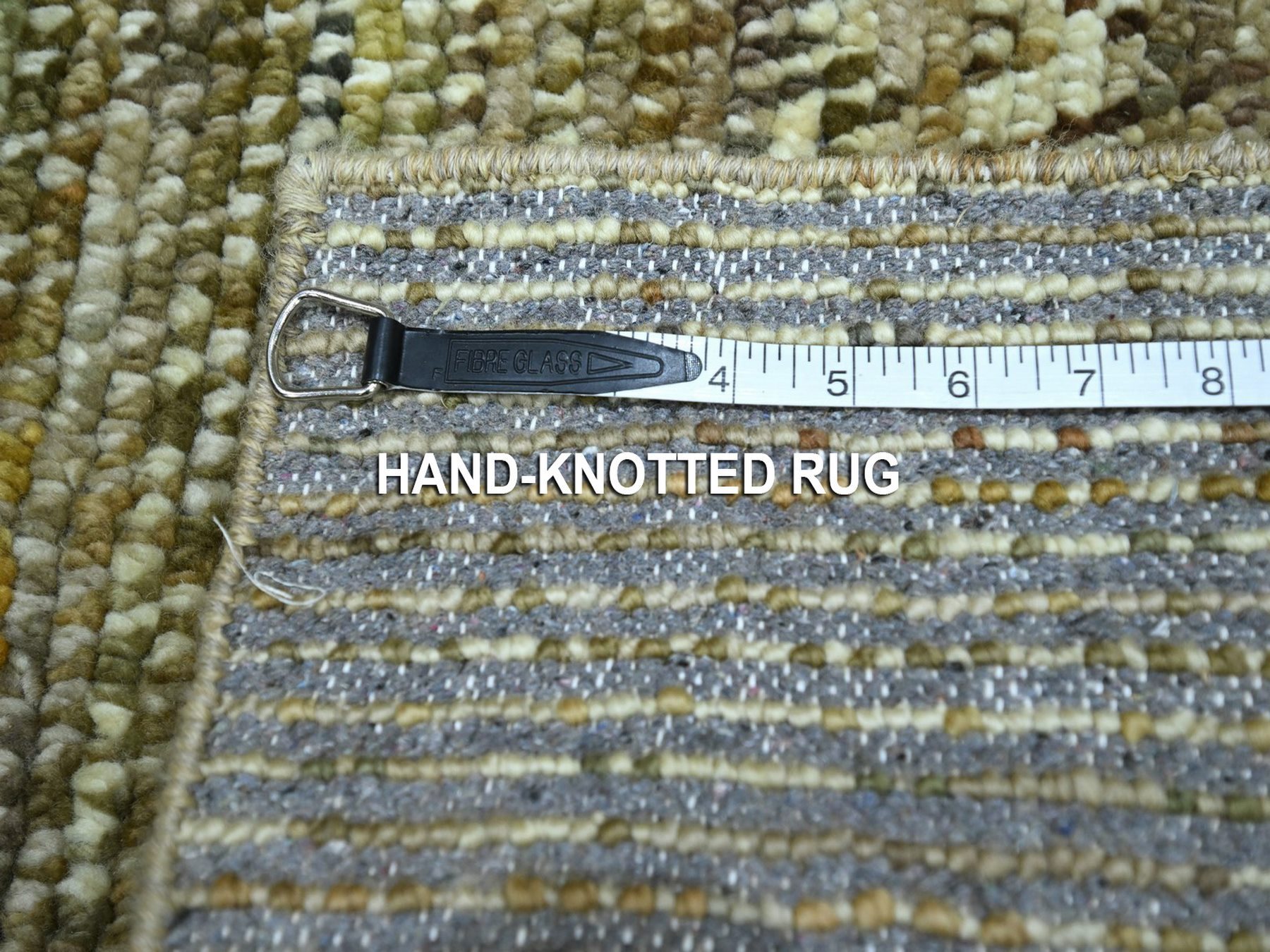 2'x3'1" Shades of Brown, Grass Design with Looped Pile, Pure Wool, Hand Knotted, Mat, Sample, Oriental Rug HR76897 - Image 4