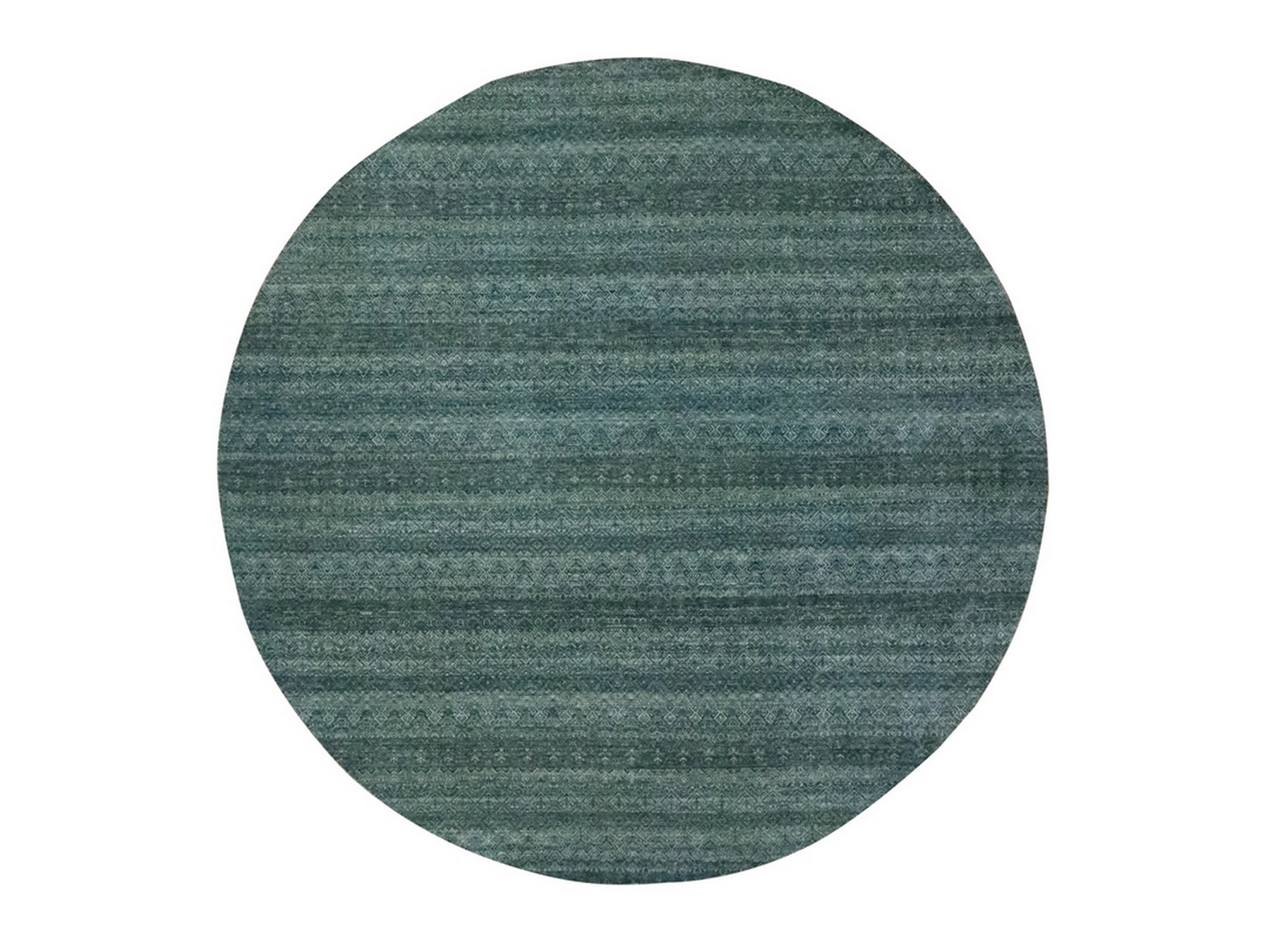 12'x12' Ocean Blue, Hand Knotted, Small Geometric Repetitive Diamond Design, Kohinoor Herat Pattern, Tone on Tone, Soft Wool, Round, Oriental Rug HR76905