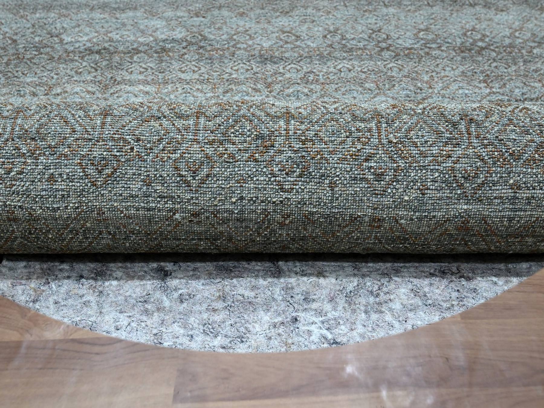 12'x12' Stone Gray, Tone on Tone, Hand Knotted, Kohinoor Herat Pattern, Soft Wool, Small Geometric Repetitive Diamond Design, Round, Oriental Rug HR76906 - Image 4