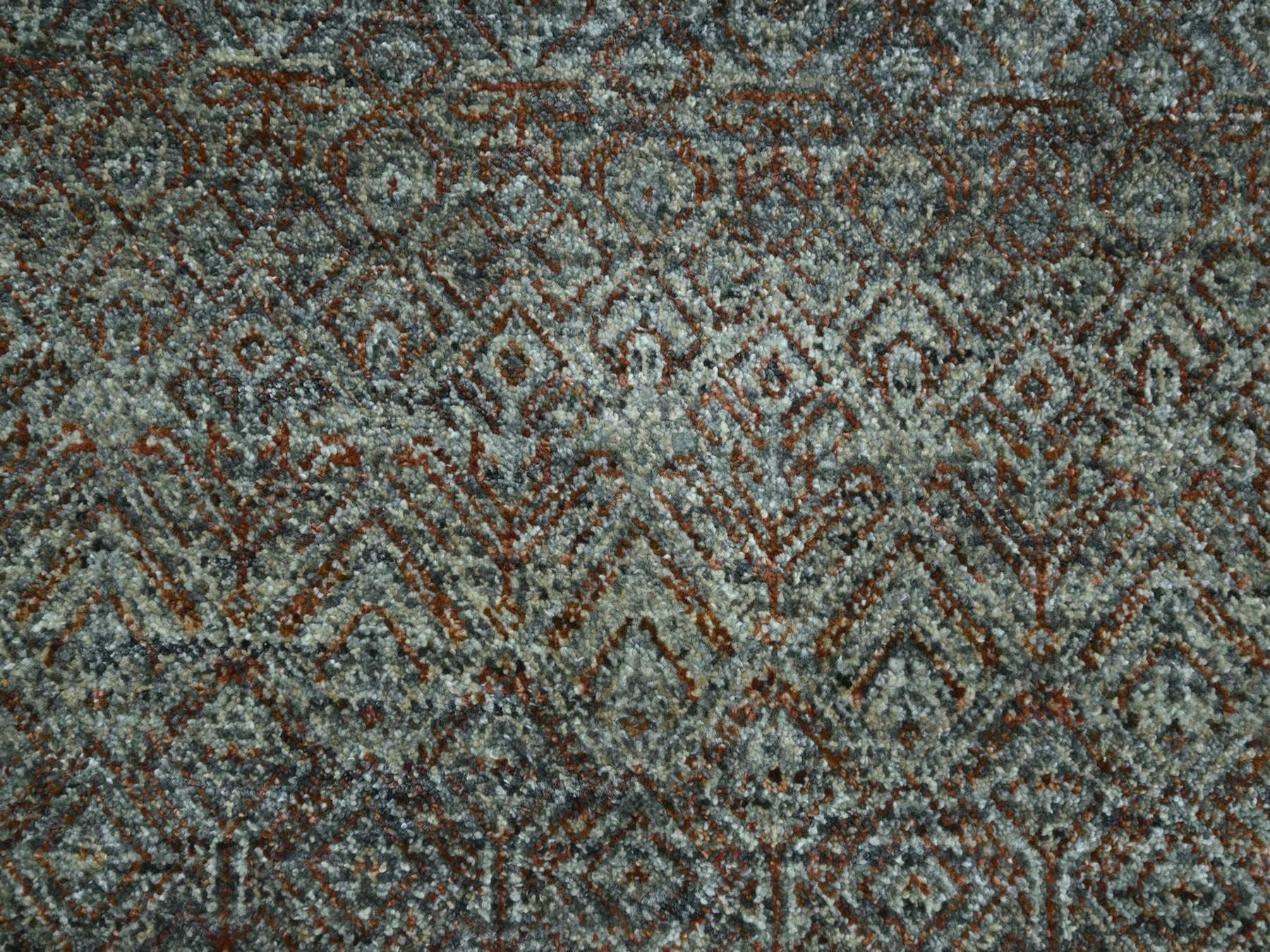 12'x12' Stone Gray, Tone on Tone, Hand Knotted, Kohinoor Herat Pattern, Soft Wool, Small Geometric Repetitive Diamond Design, Round, Oriental Rug HR76906 - Image 8