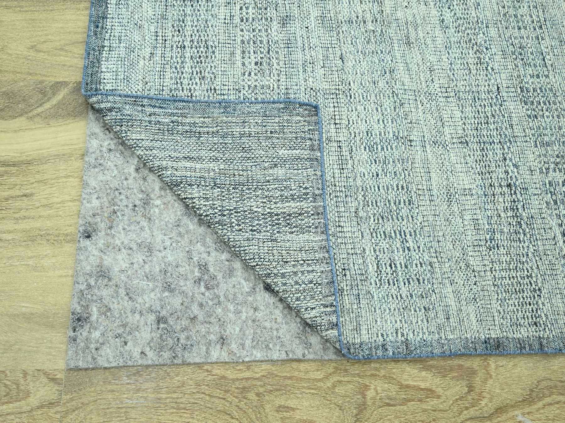 9'x12' Aegean Blue with Ivory, 100% Wool, Oxidized and Distressed Grass Design with Exposed Warps, Hand Knotted, Oriental Rug HR76923 - Image 4