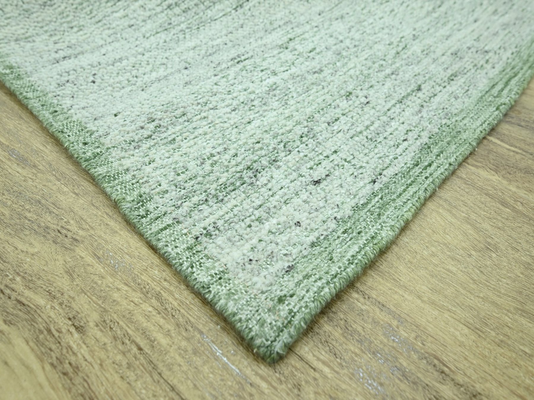 10'x14' Basil Green, Hand Knotted, 100% Wool, Oxidized and Distressed Grass Design with Exposed Warps, Oriental Rug HR76943 - Image 6