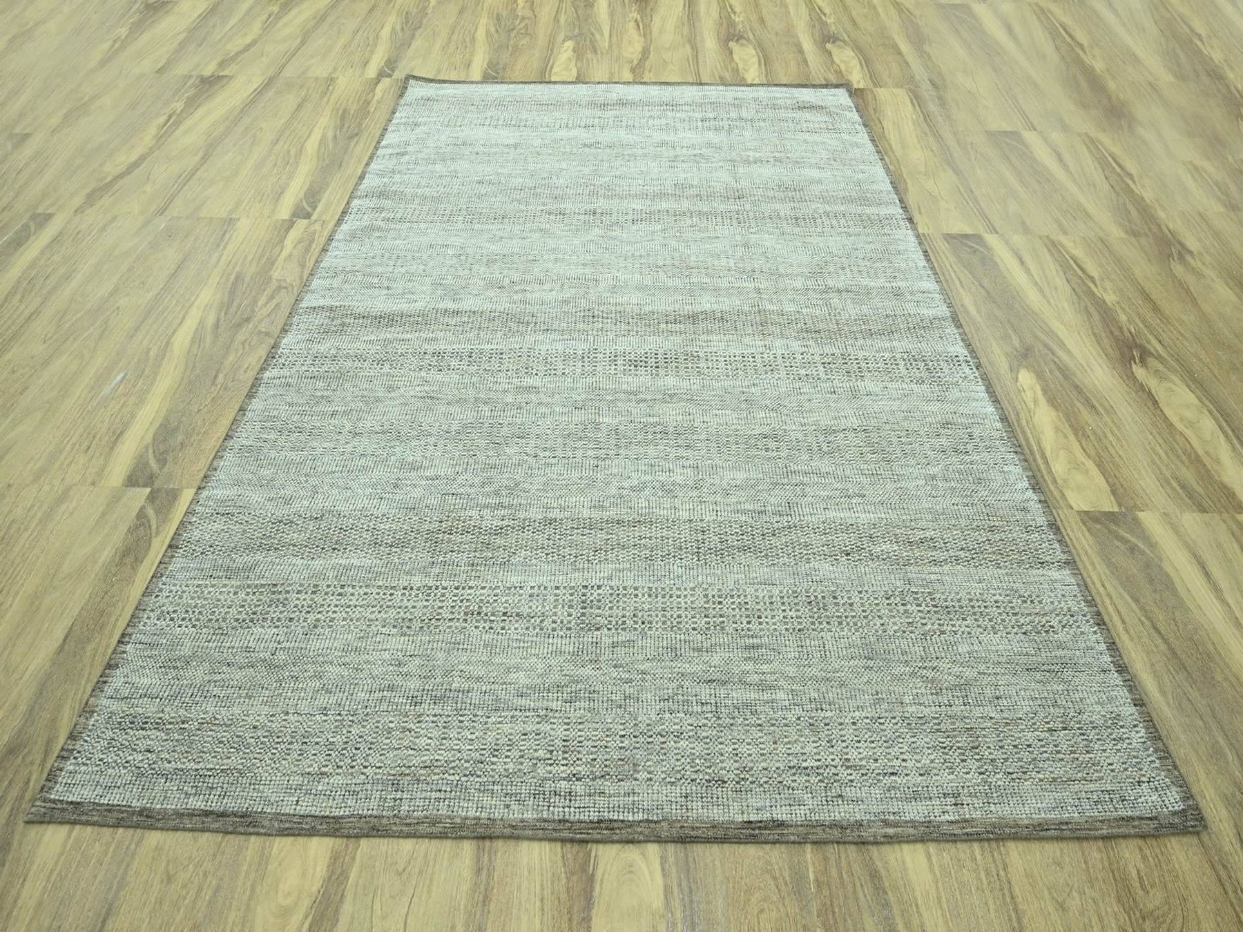 8'2"x10'3" Beaver Brown, Oxidized and Distressed Grass Design with Exposed Warps, Hand Knotted, 100% Wool, Oriental Rug HR76964 - Image 2