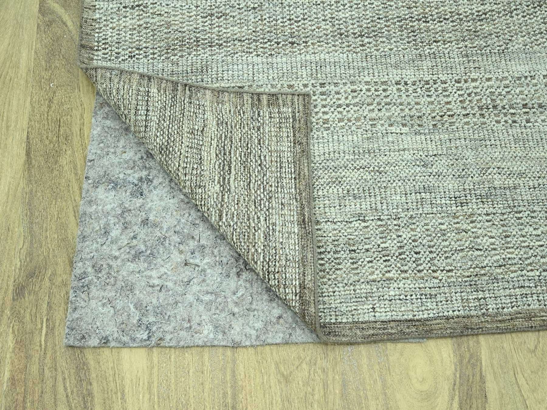 8'2"x10'3" Beaver Brown, Oxidized and Distressed Grass Design with Exposed Warps, Hand Knotted, 100% Wool, Oriental Rug HR76964 - Image 4