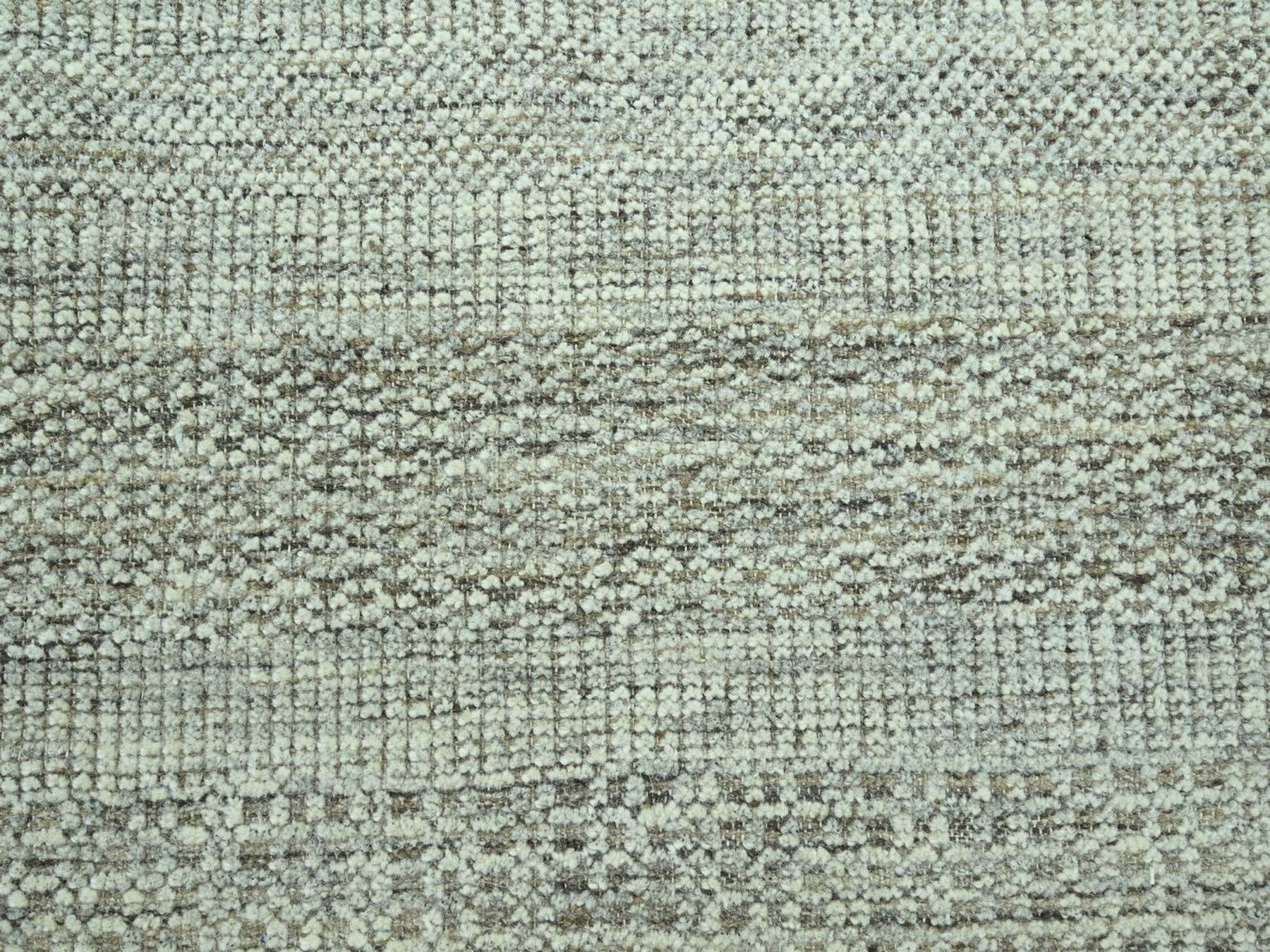 8'2"x10'3" Beaver Brown, Oxidized and Distressed Grass Design with Exposed Warps, Hand Knotted, 100% Wool, Oriental Rug HR76964 - Image 8