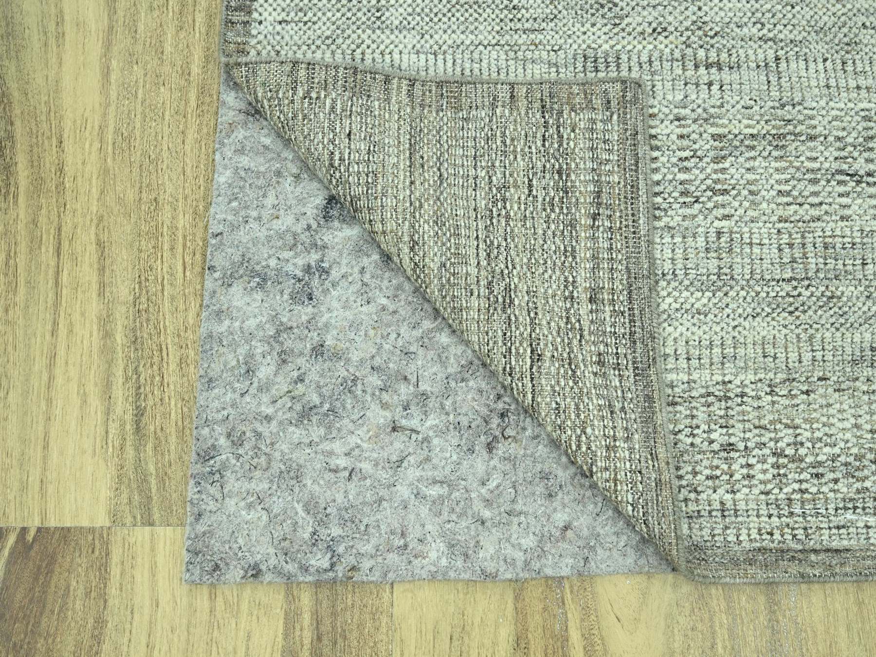 2'8"x6'3" Beaver Brown, Oxidized and Distressed Grass Design with Exposed Warps, Hand Knotted, 100% Wool, Runner, Oriental Rug HR76965 - Image 3