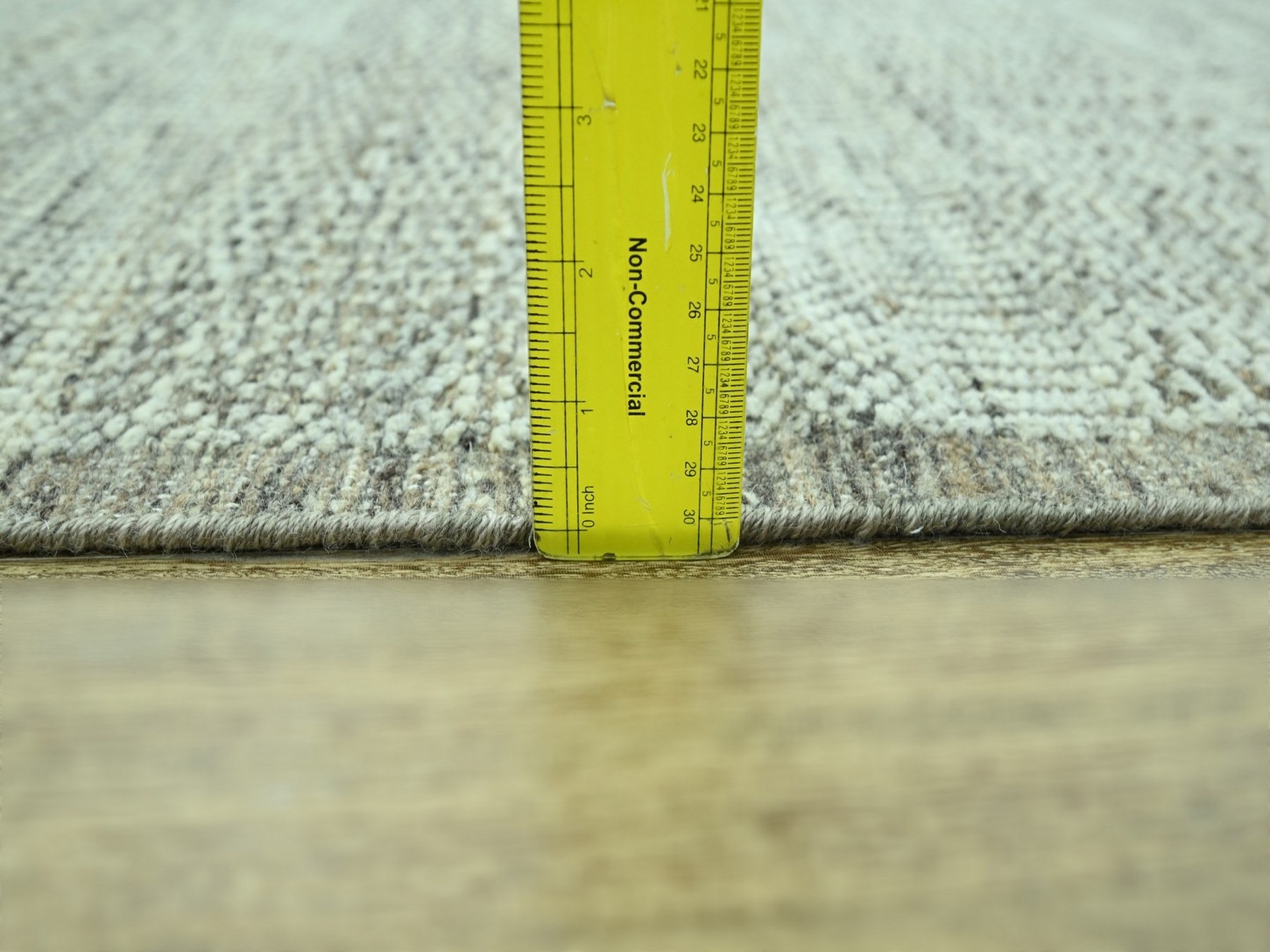 2'8"x6'3" Beaver Brown, Oxidized and Distressed Grass Design with Exposed Warps, Hand Knotted, 100% Wool, Runner, Oriental Rug HR76965 - Image 6