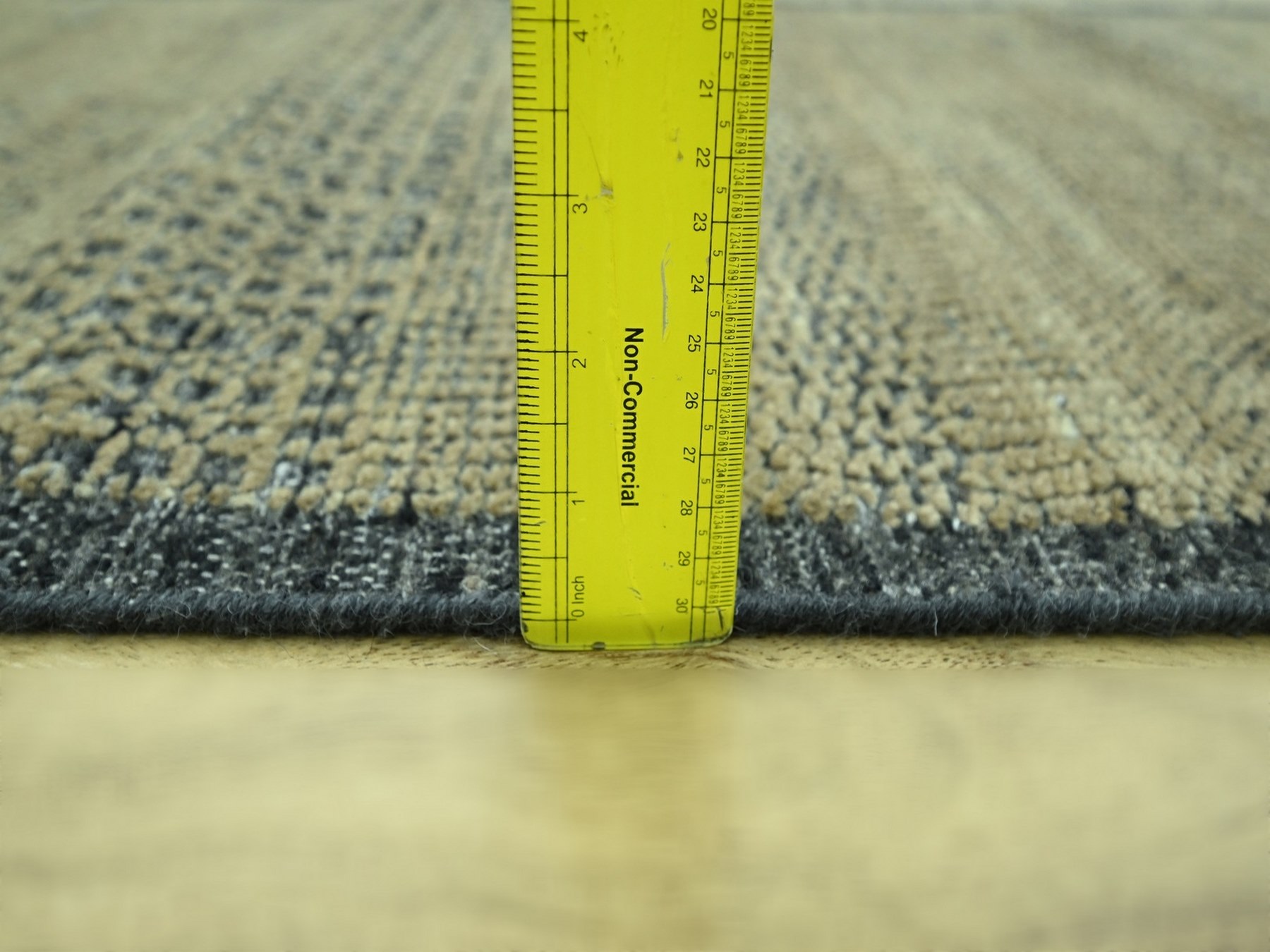 2'8"x6'1" Honey Brown, 100% Wool, Oxidized and Distressed Grass Design with Exposed Warps, Hand Knotted, Runner, Oriental Rug HR76972 - Image 6