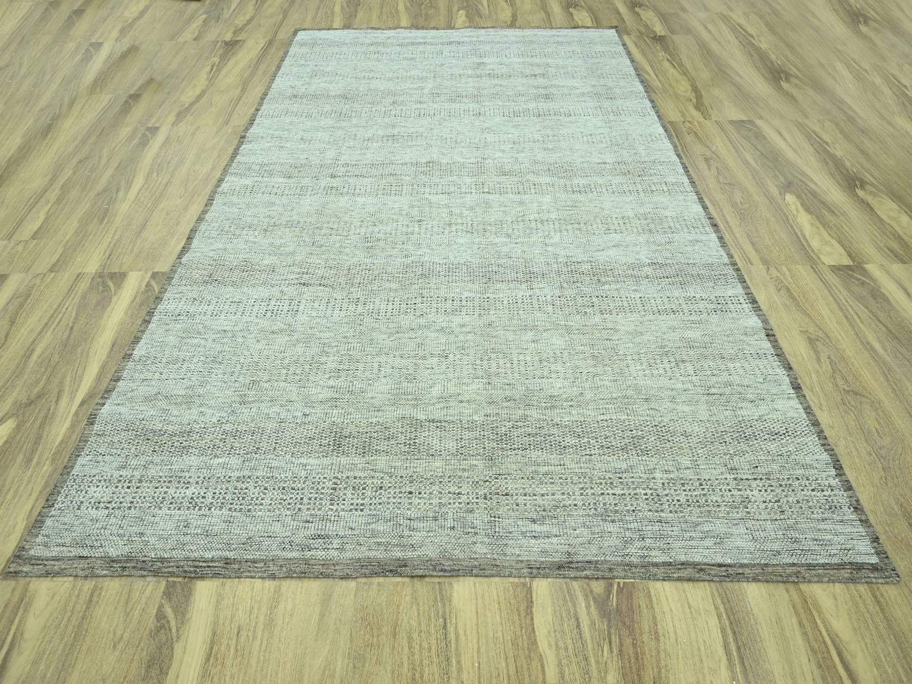 9'2"x12'3" Beaver Brown, Oxidized and Distressed Grass Design with Exposed Warps, Hand Knotted, 100% Wool, Oriental Rug HR76973 - Image 2