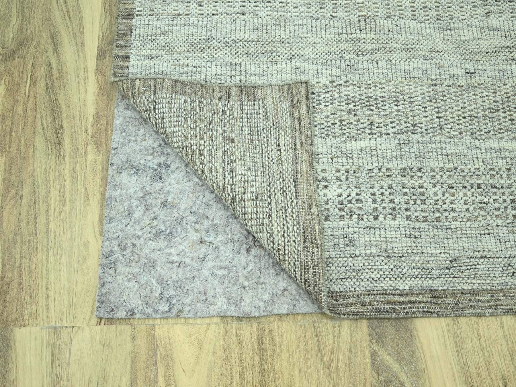 9'2"x12'3" Beaver Brown, Oxidized and Distressed Grass Design with Exposed Warps, Hand Knotted, 100% Wool, Oriental Rug HR76973 - Image 4